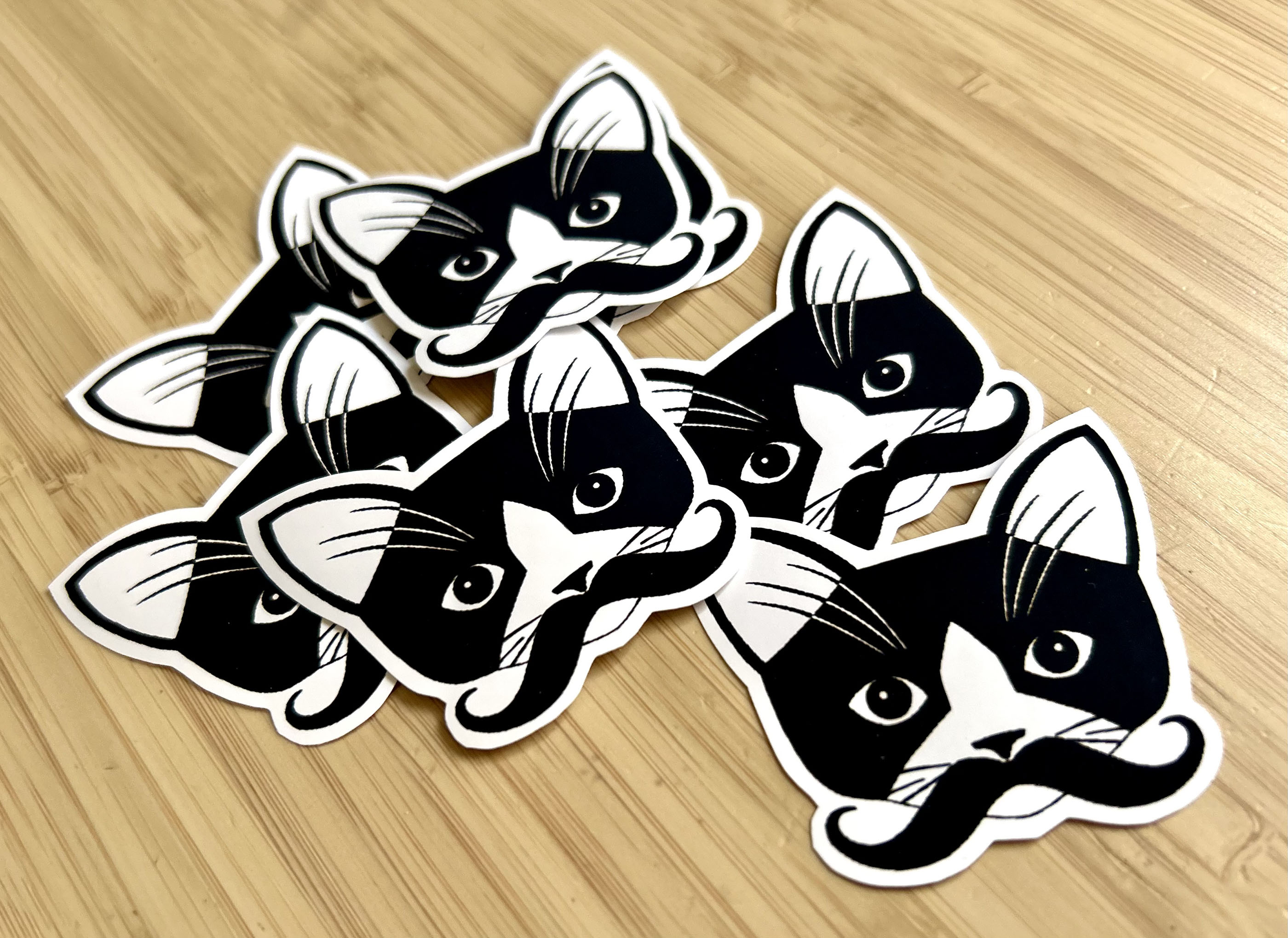 Moustache Kitty Vinyl Sticker