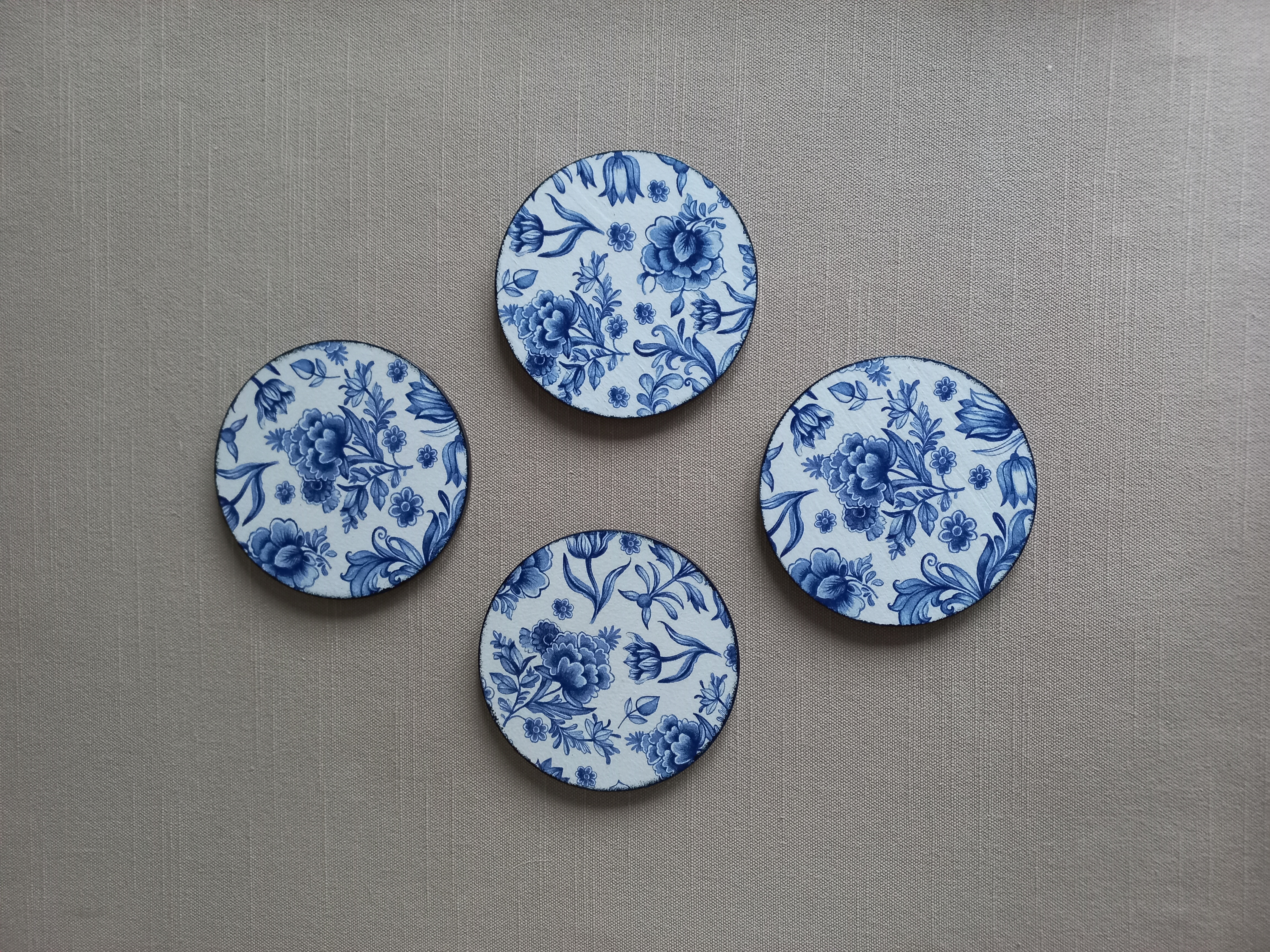 Blue China - Wooden Coaster