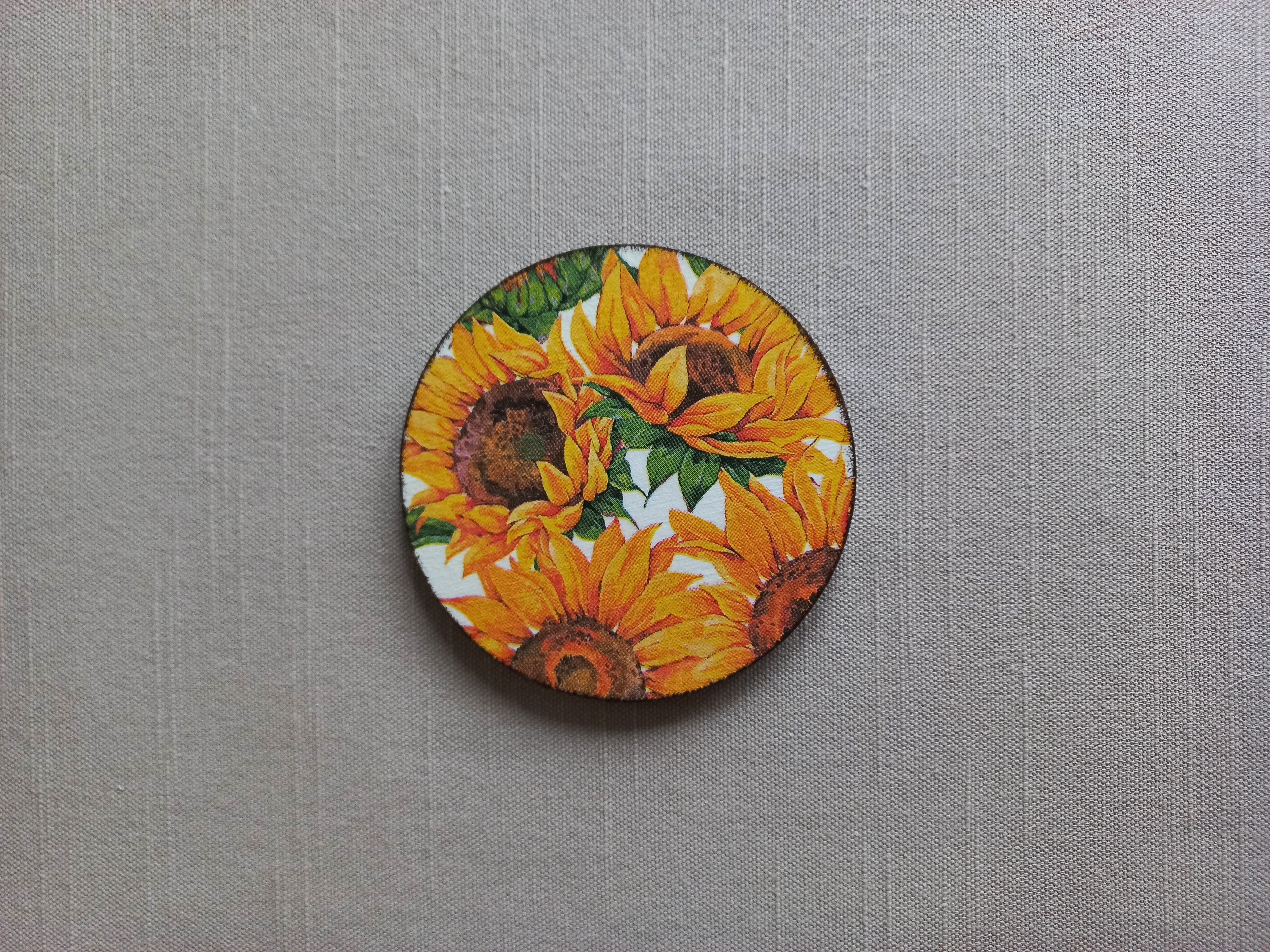 Sunflower Glow - Wooden Coaster