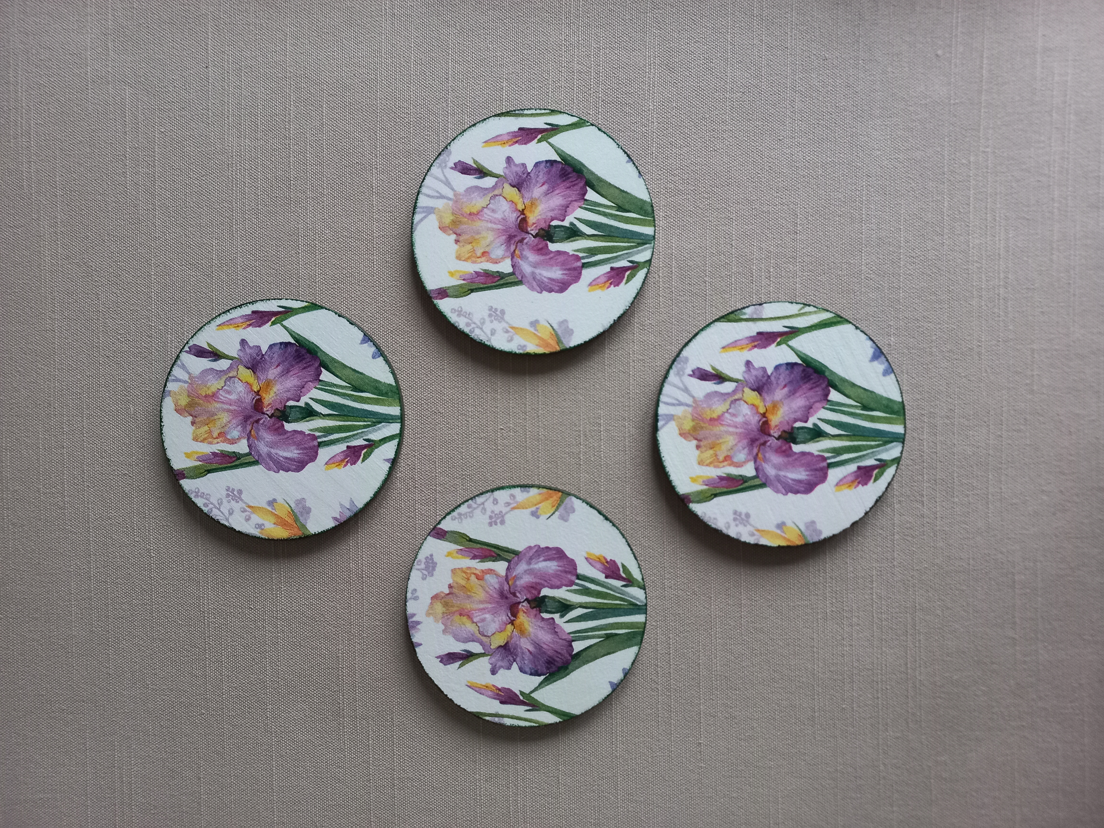 Iris Bloom - Wooden Coaster