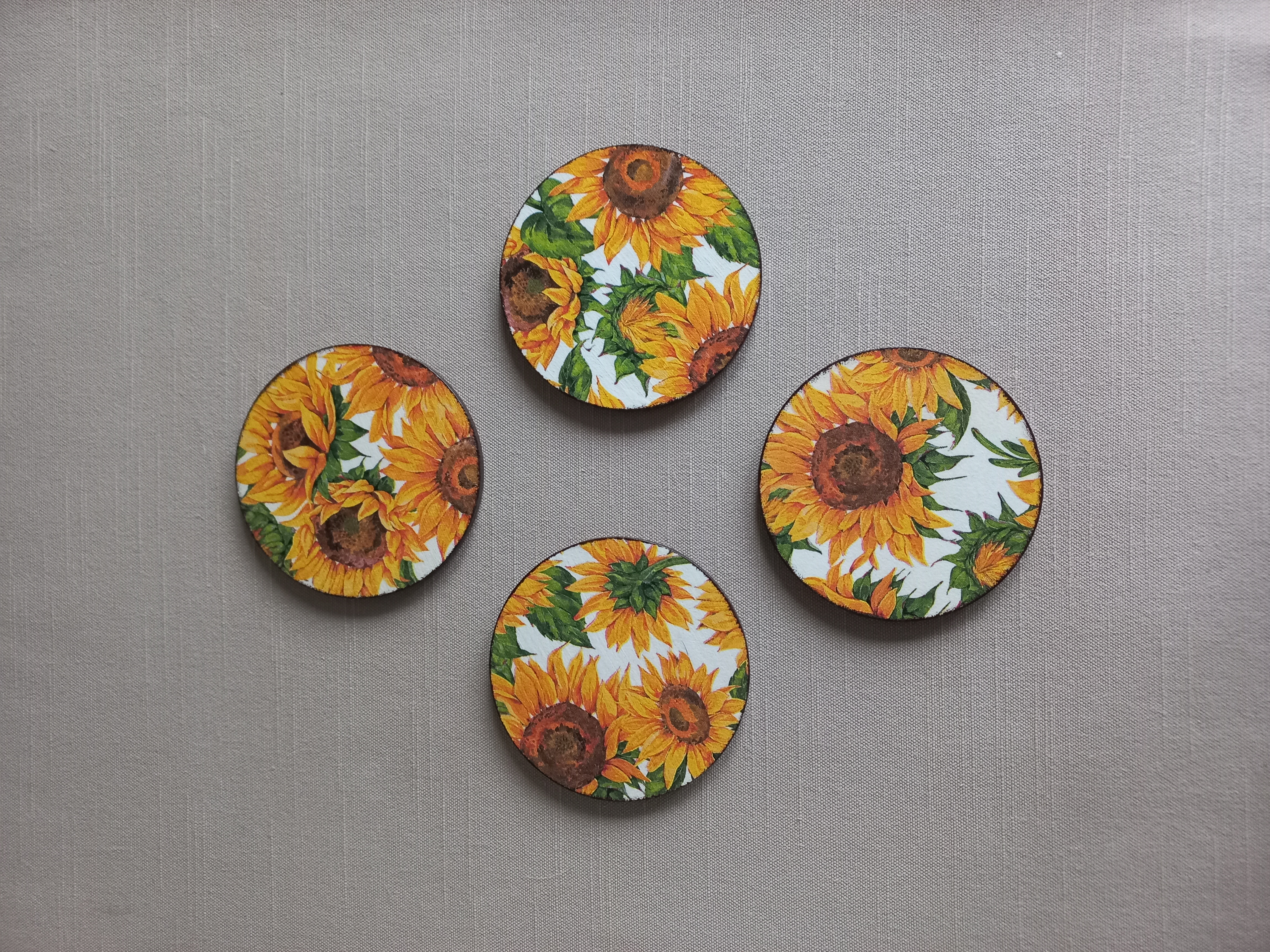 Sunflower Glow - Wooden Coaster