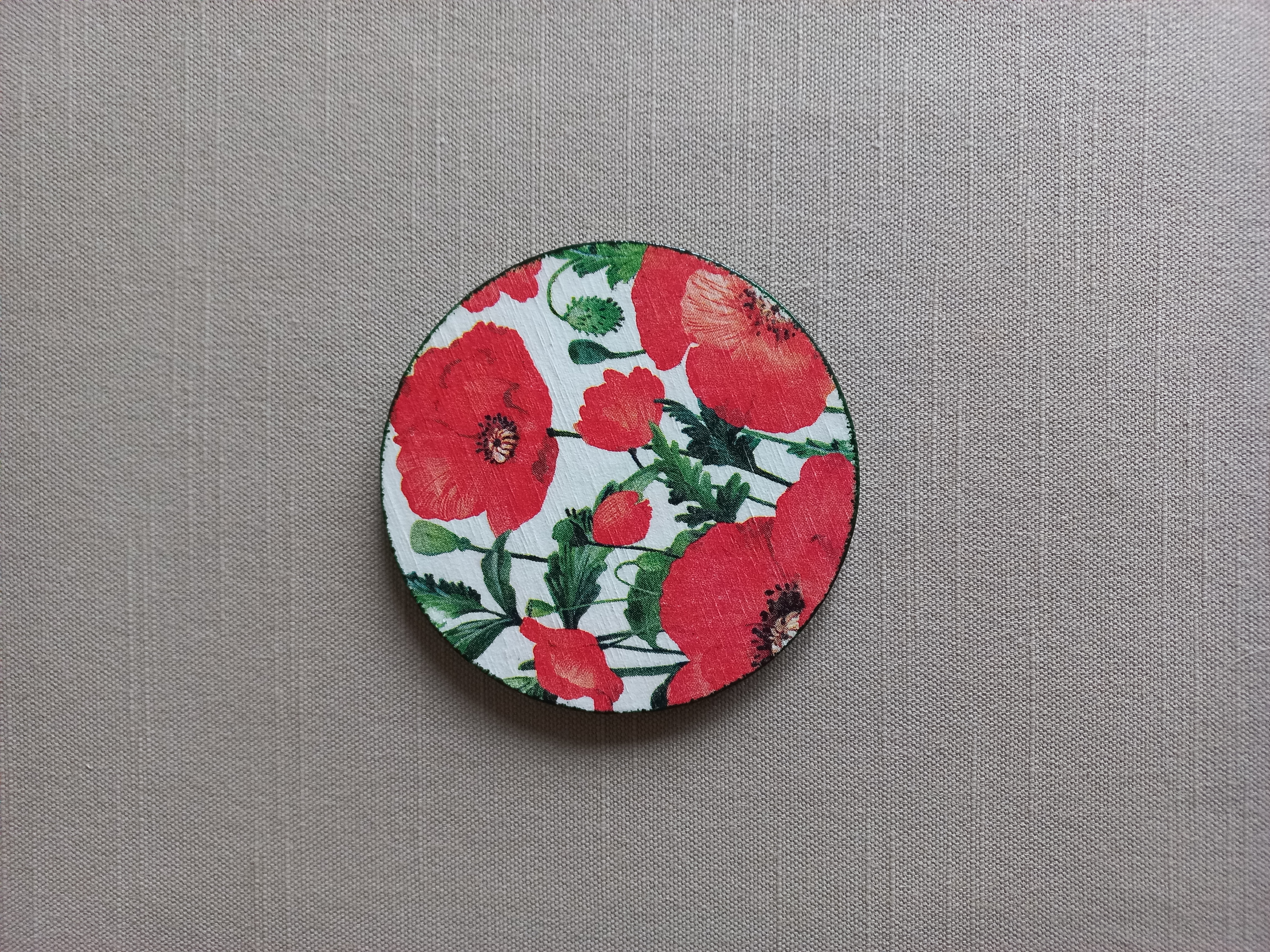 Red Poppies - Wooden Coaster