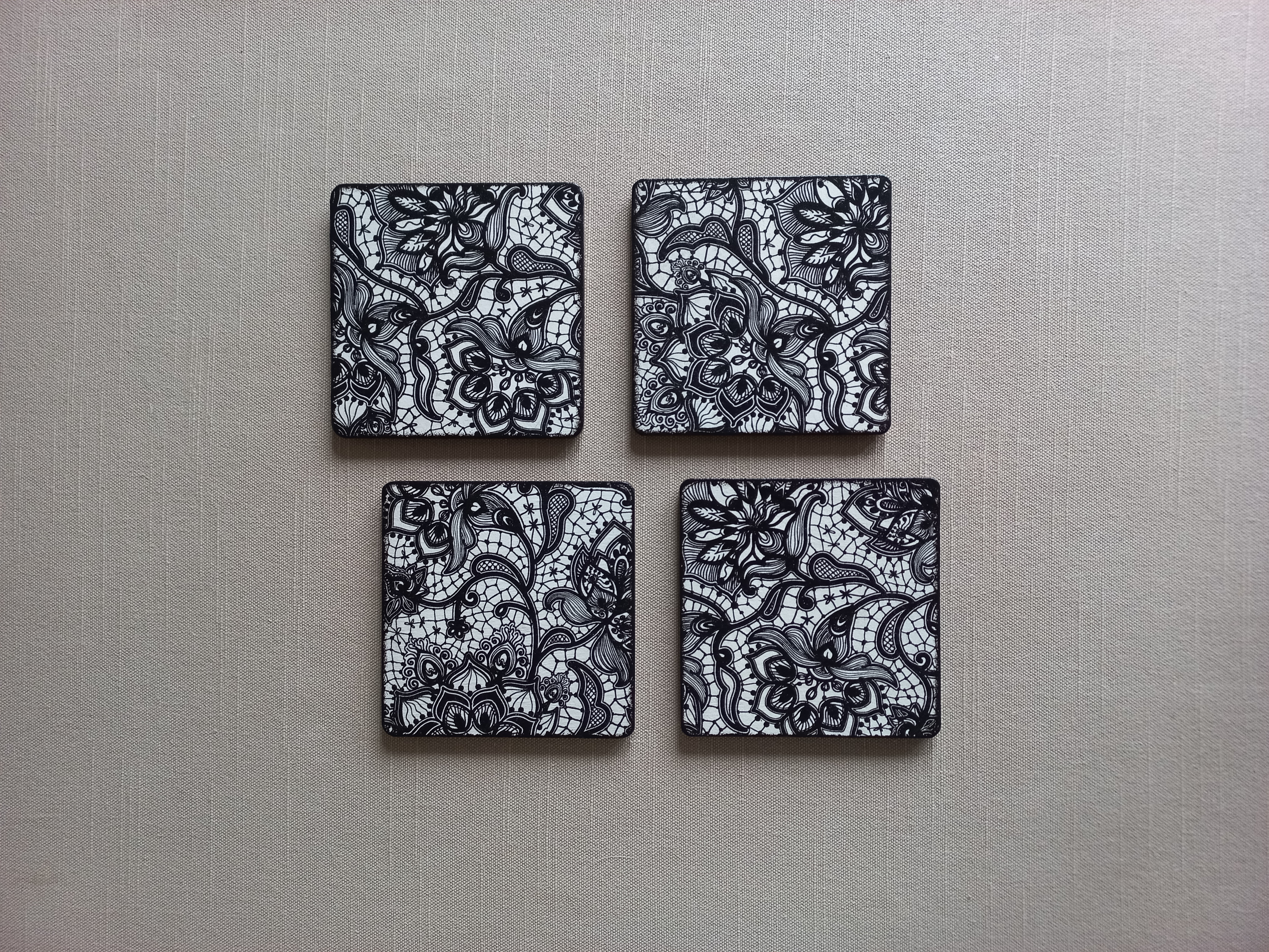 Black Lace - Wooden Coaster