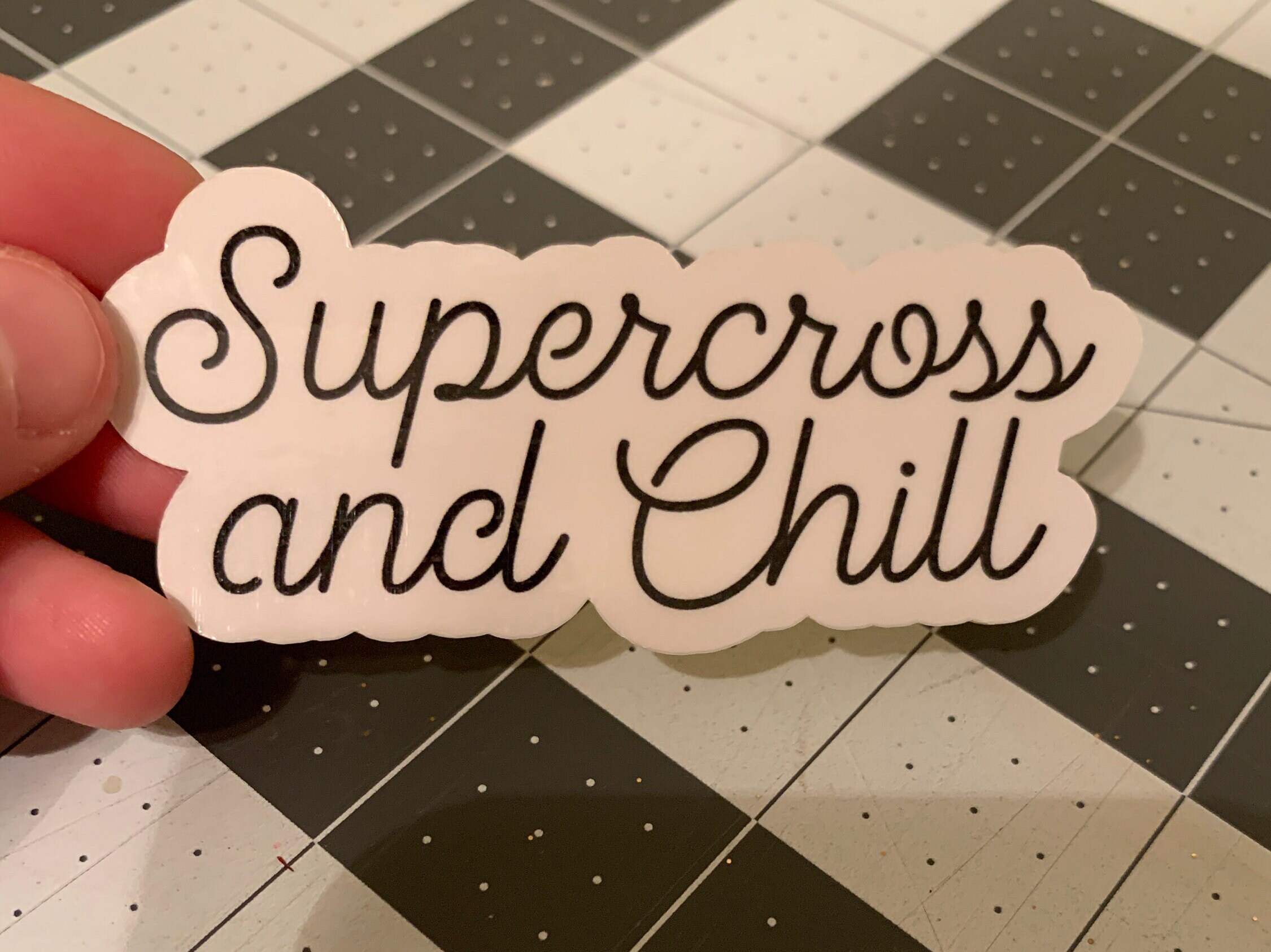 Dirt Bike Vinyl Sticker: Motocross Laptop Decal - "Supercross and Chill"