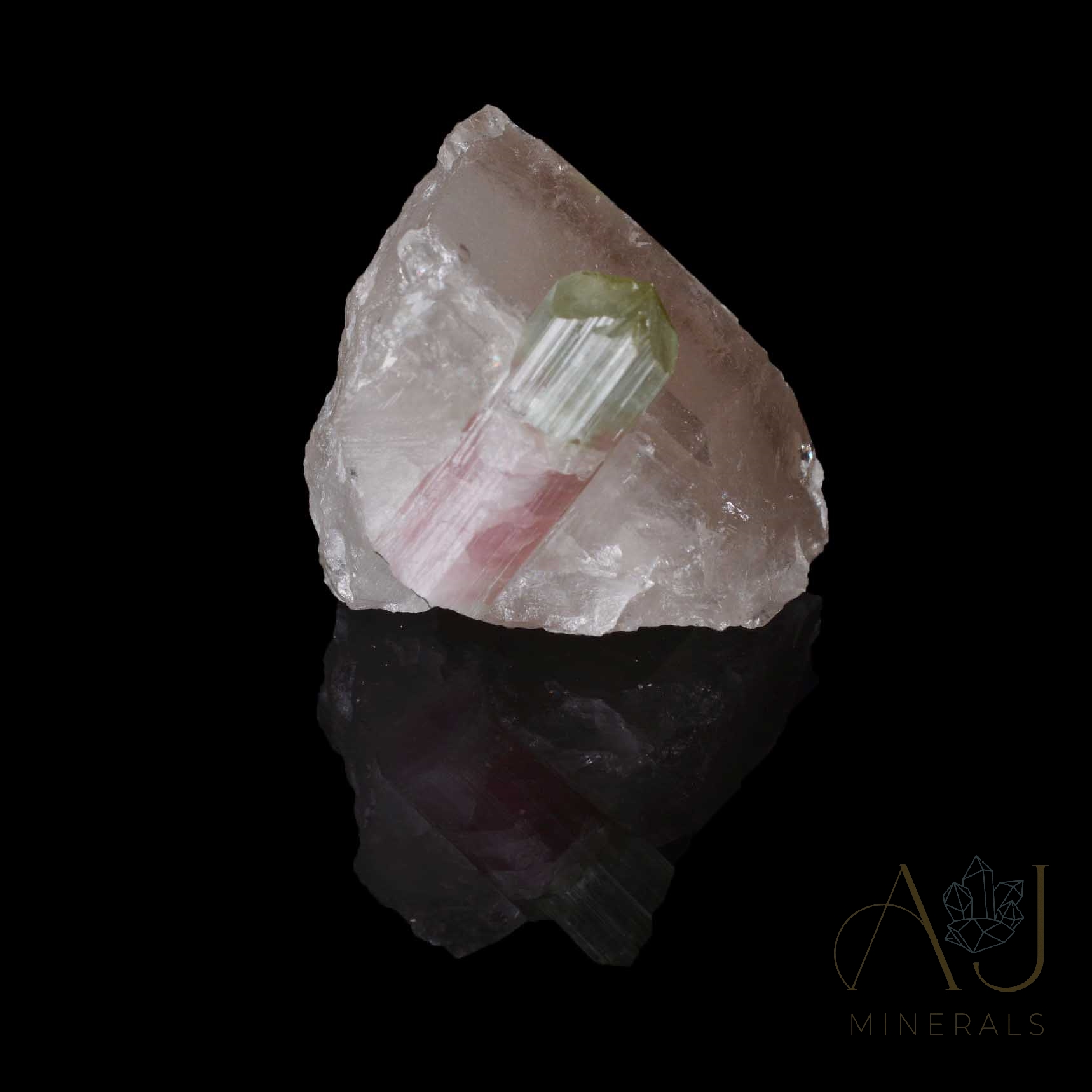 Turmalina bicolor en cuarzo