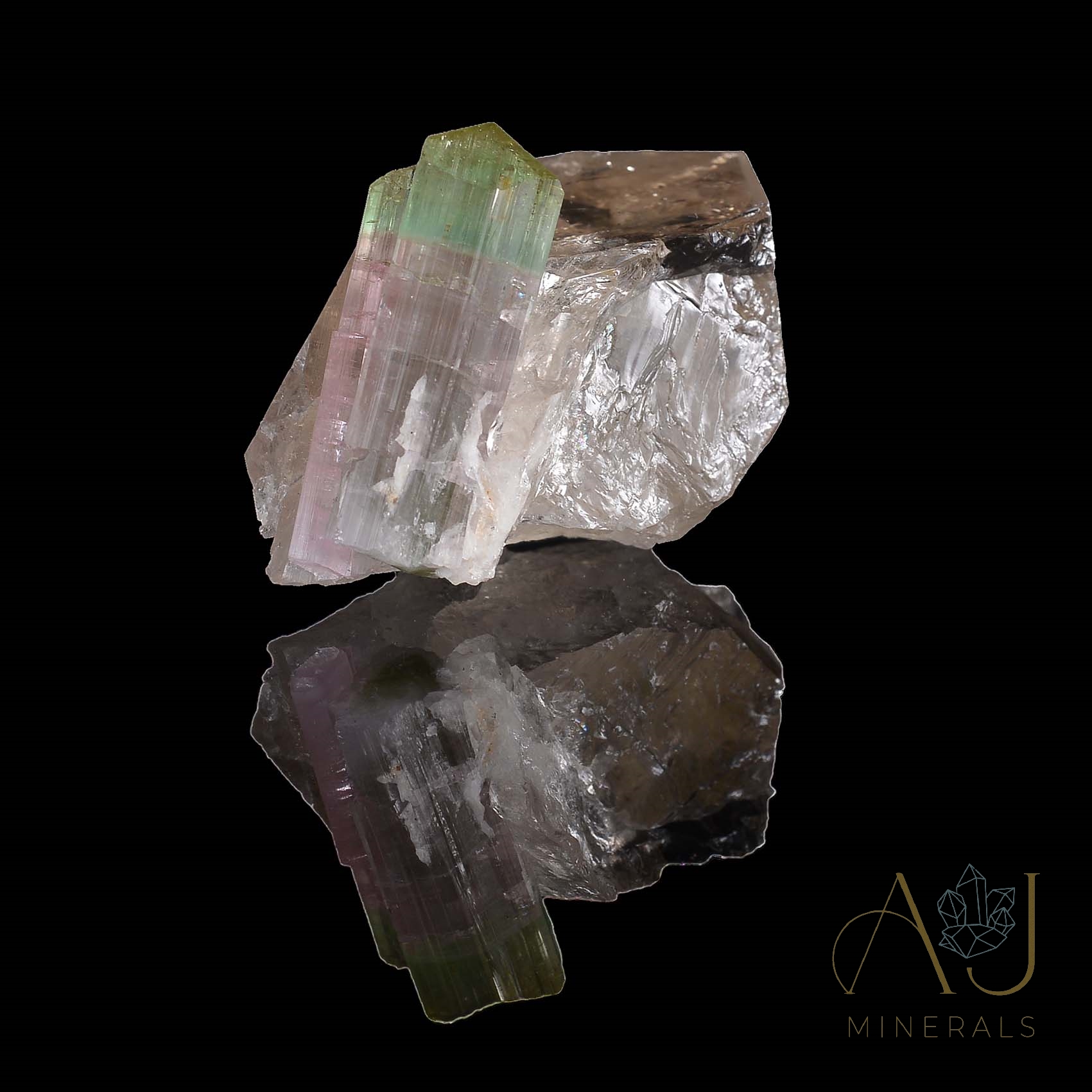 Turmalina bicolor en cuarzo