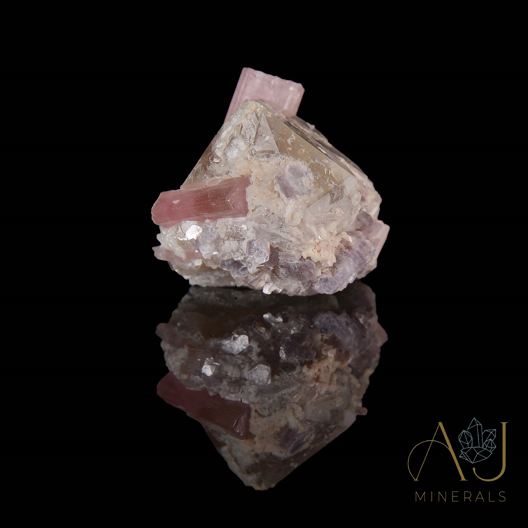 Turmalina rosa y Cuarzo ahumado