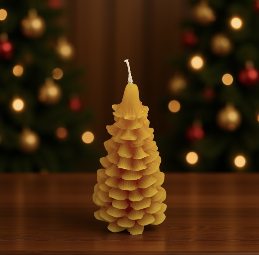 Beeswax Christmas Tree Candle - Medium Style 3