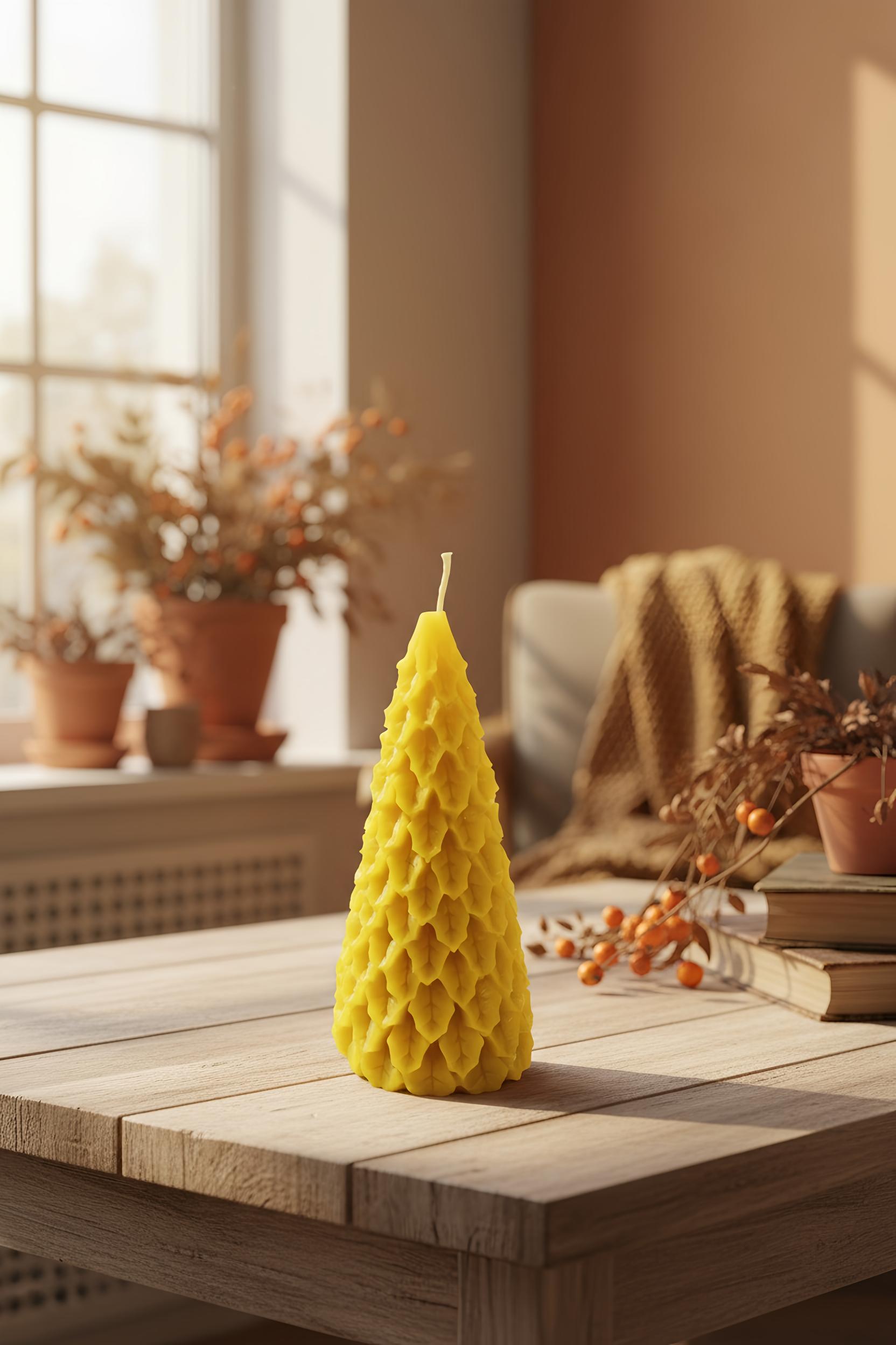 Beeswax Christmas Tree Candle - Medium Style 1