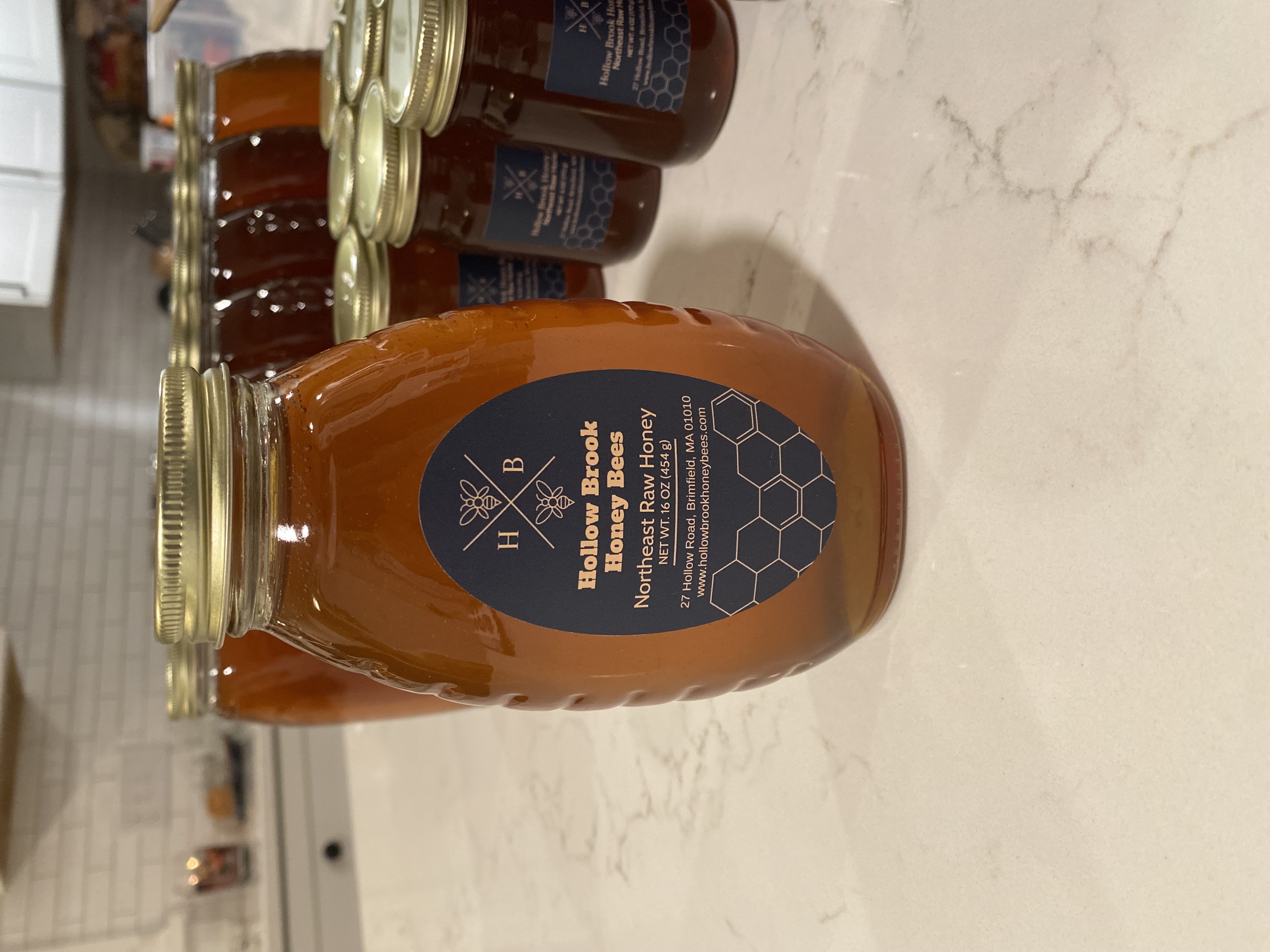 16 ounce Jar of Pure Raw New England Honey
