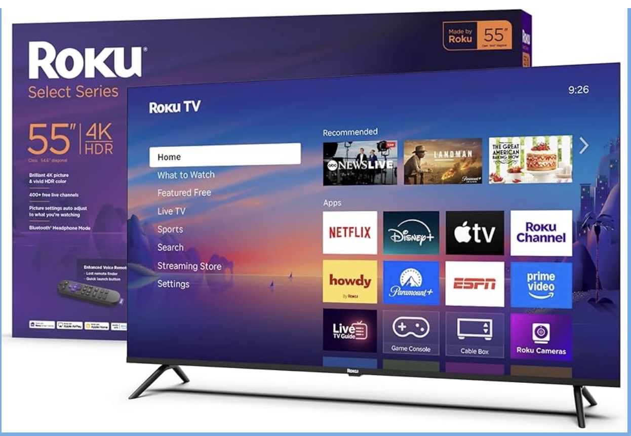 Roku Smart TV – 55-Inch Select Series, 4K HDR TV – Roku TV