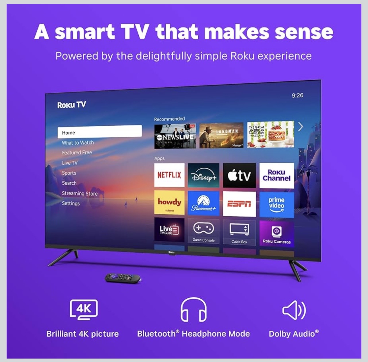 Roku Smart TV – 55-Inch Select Series, 4K HDR TV – Roku TV