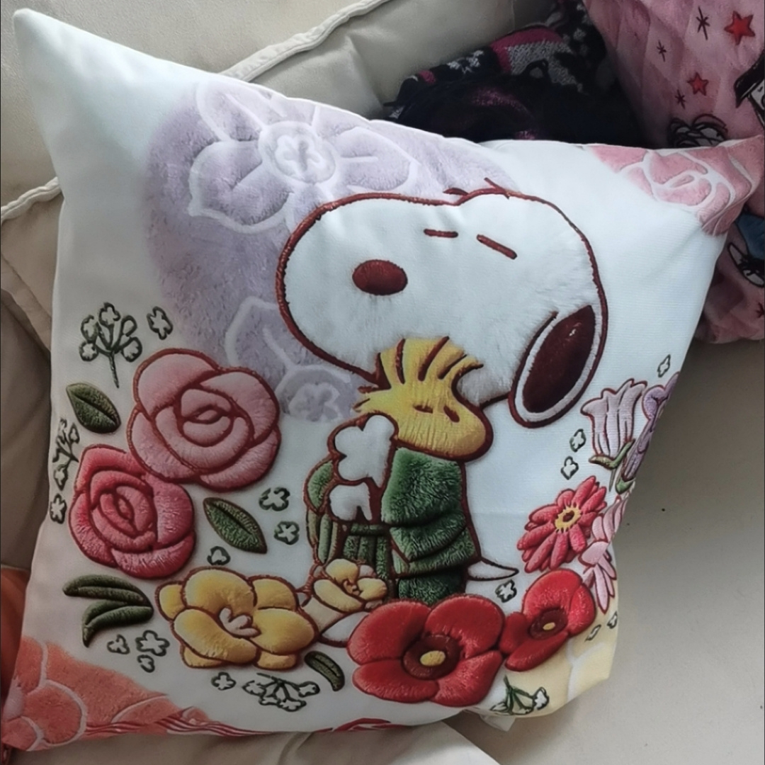 Snoopy & Woodstock Embroidered Pillow Case