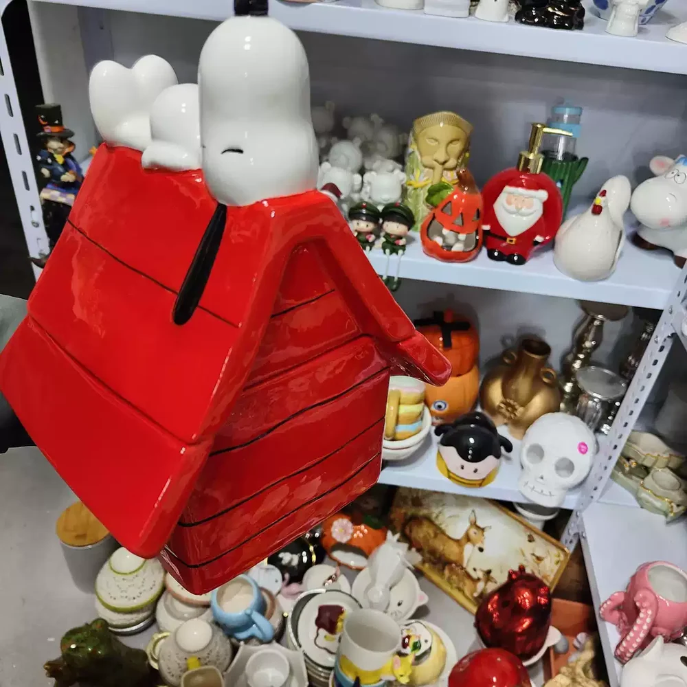 Red House Ceramic Cookie Jar