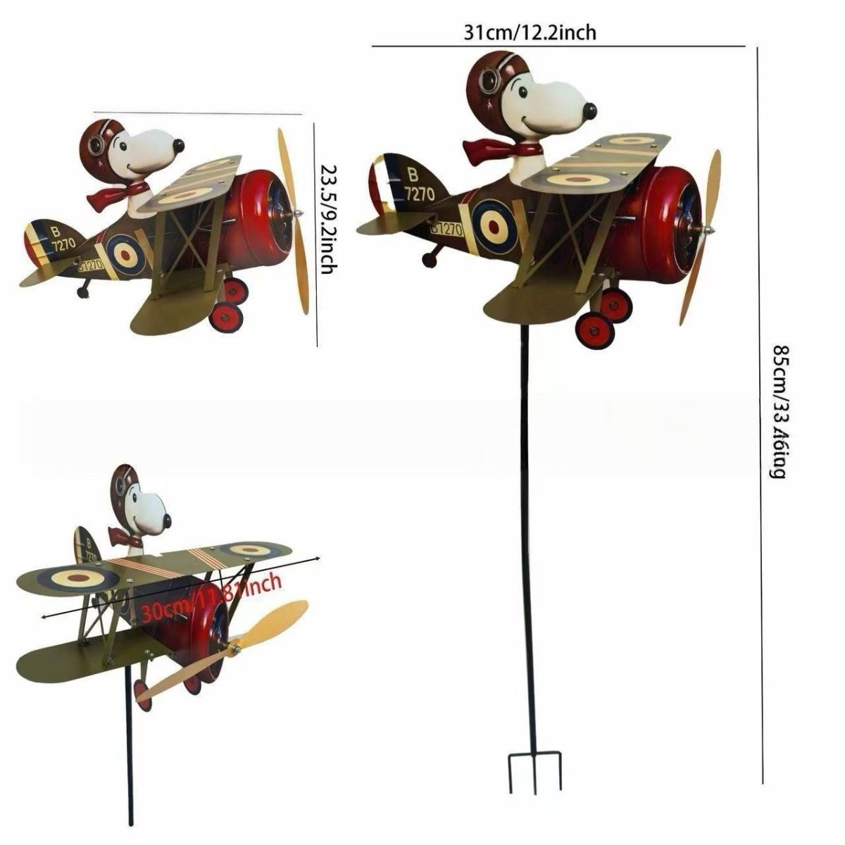 Flying Ace Snoopy 2D Windmill Weather Vane 360°