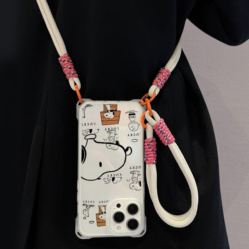 Snoopy iPhone Case with Crossbody Strap