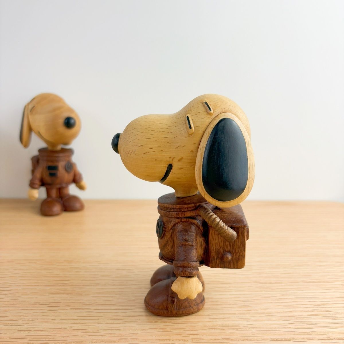 Handcrafted Ebony Wood Snoopy Astronaut Figurine – 14cm