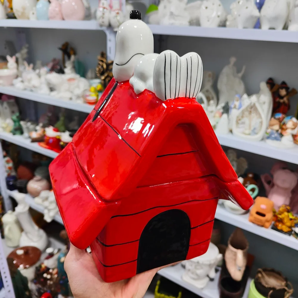 Red House Ceramic Cookie Jar