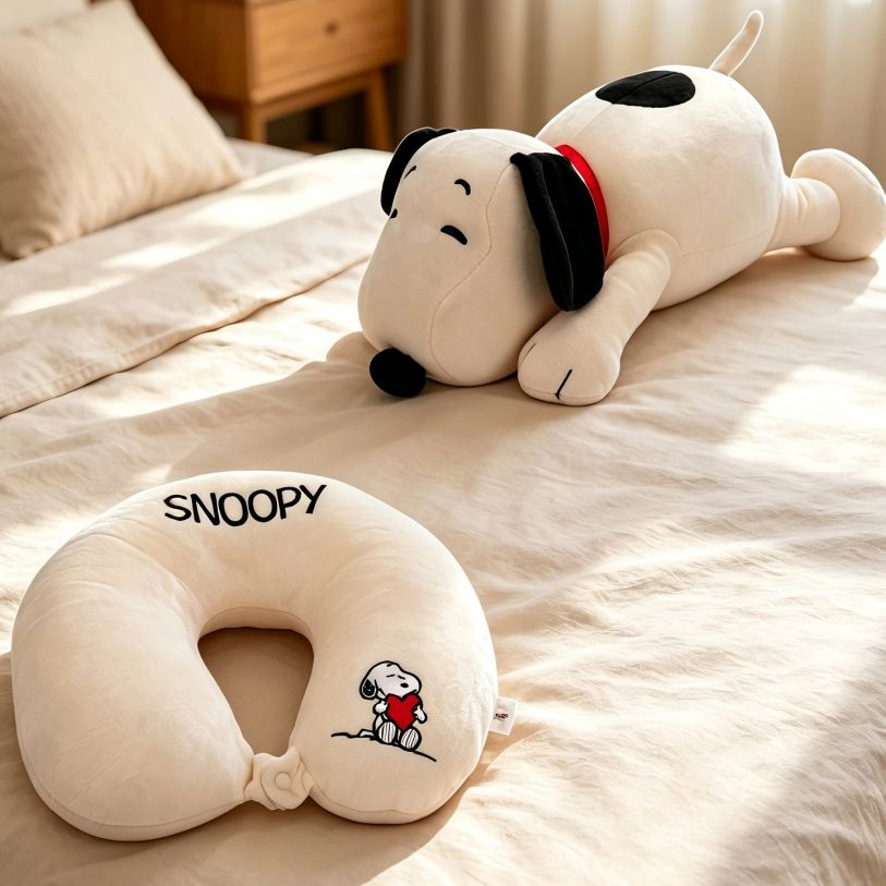 2-in-1 Transformable Snoopy Plush Toy & Travel Neck Pillow