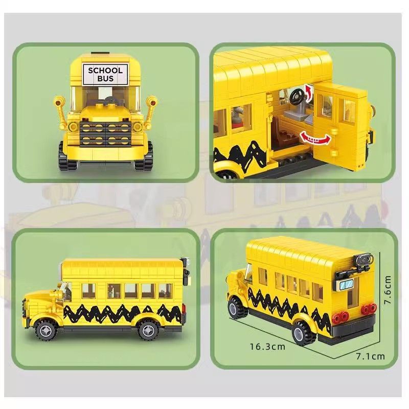 Snoopy School Bus Building Block Set