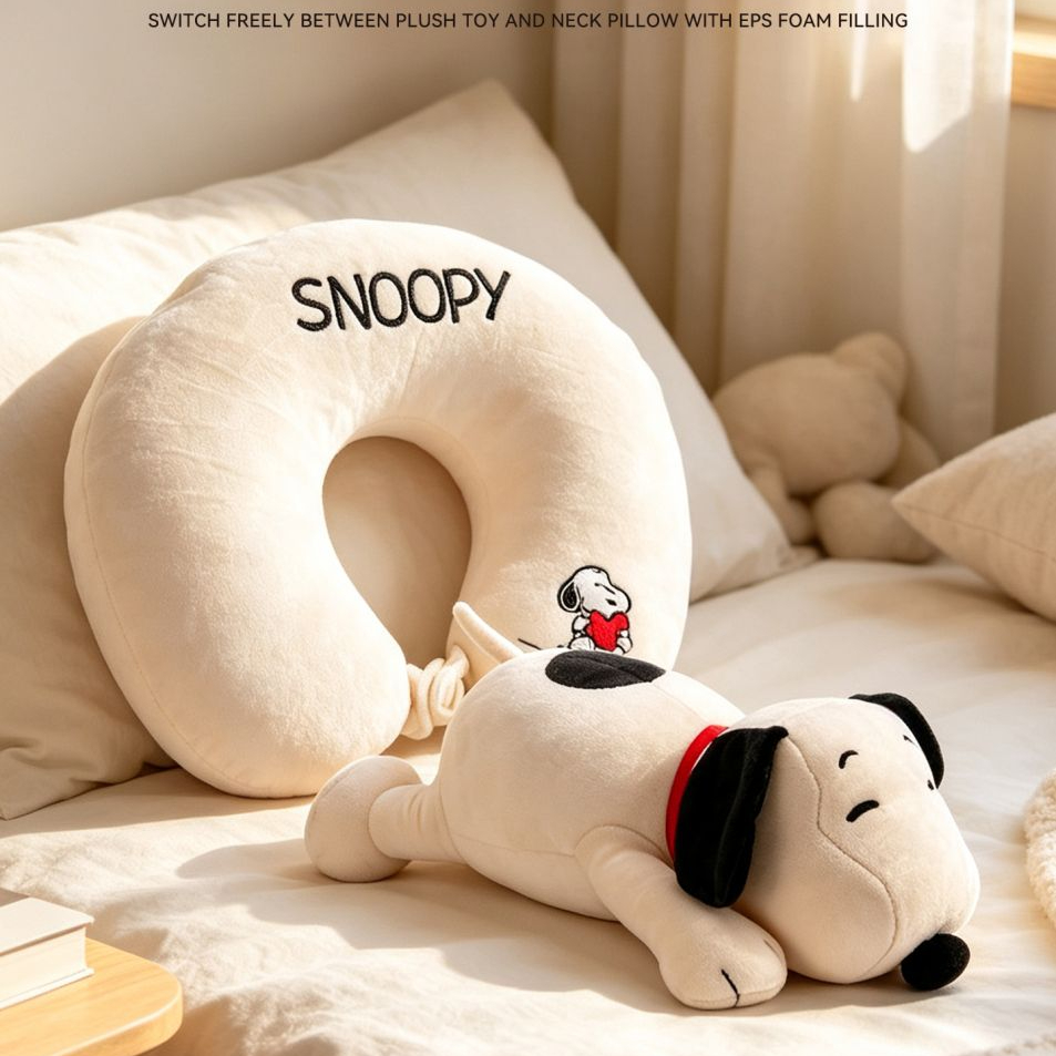 2-in-1 Transformable Snoopy Plush Toy & Travel Neck Pillow