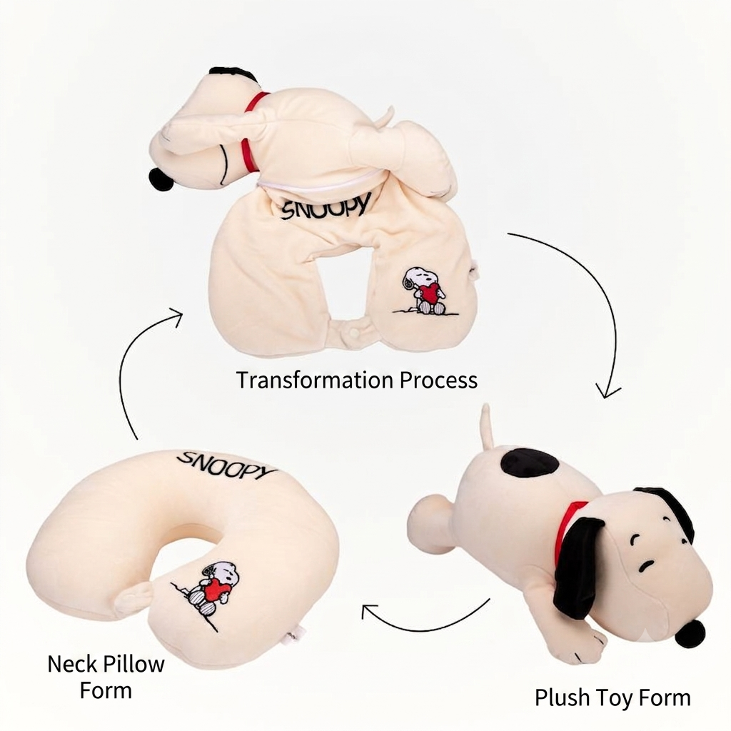 2-in-1 Transformable Snoopy Plush Toy & Travel Neck Pillow