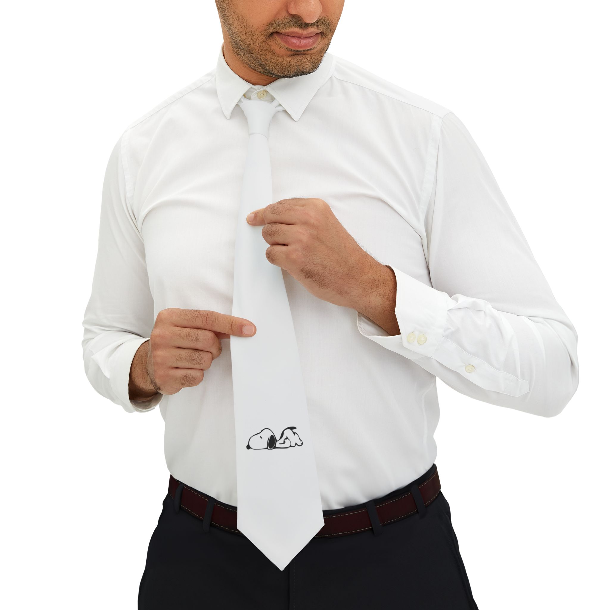 Snoopy Minimalist White Necktie
