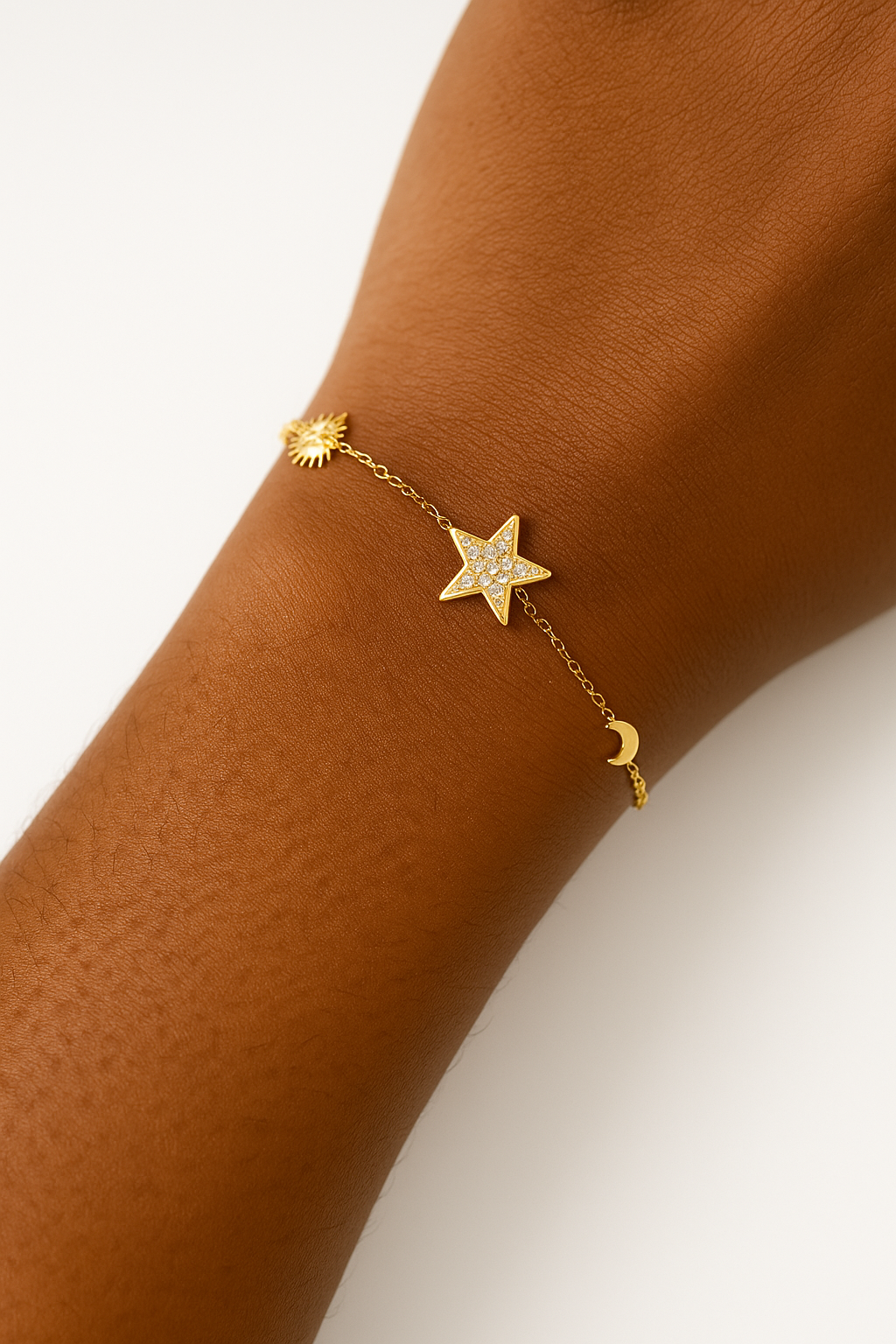 Bracelet doré étoile et lune