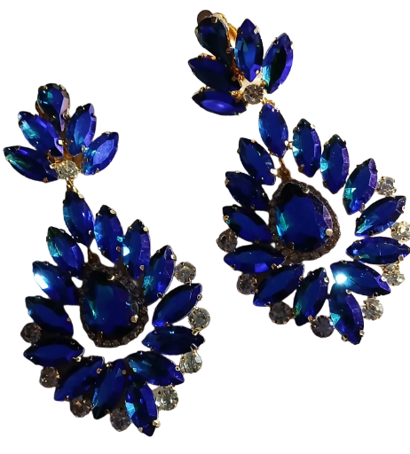 Boucles d'oreilles en strass bleu