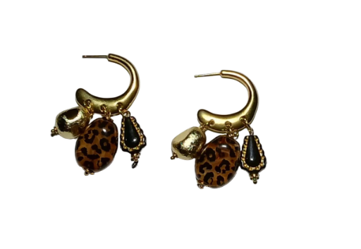 Boucles d’oreilles dorées à motifs léopard