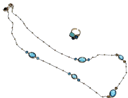 Ensemble collier bague avec pierres 