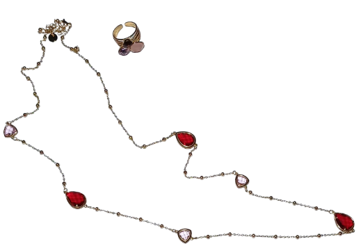 Ensemble collier bague avec pierres 