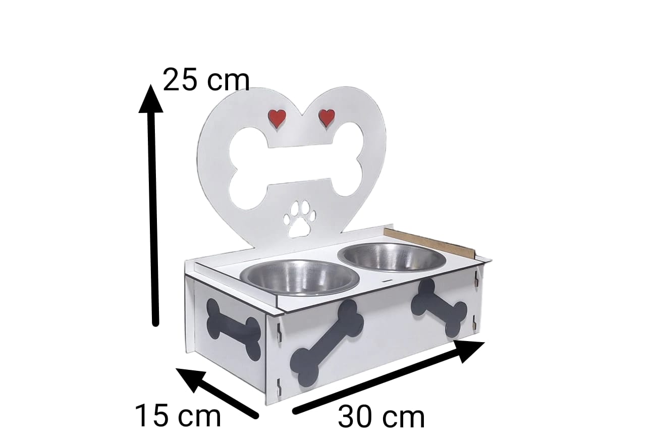 Ahşap Mama Kabı – Kedi & Köpekler İçin El Yapımı Çift Bölmeli Stand