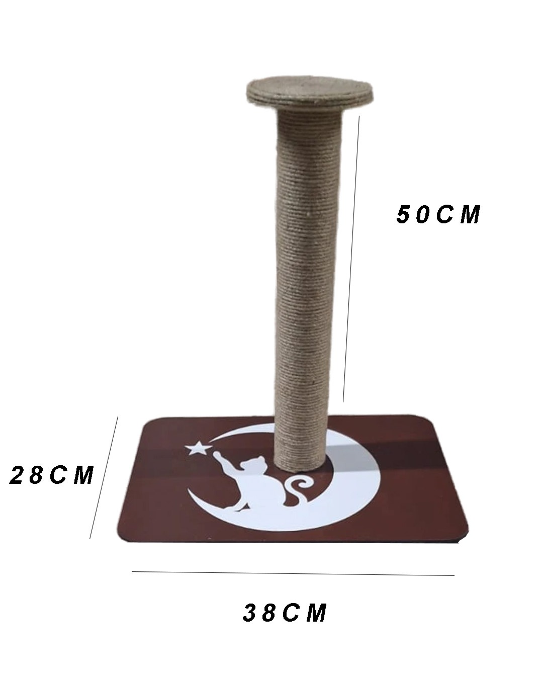 Duman Serisi – Hilal ve Yıldız Desenli Doğal Jüt Halatlı Kedi Tırmalama Direği – 50 cm