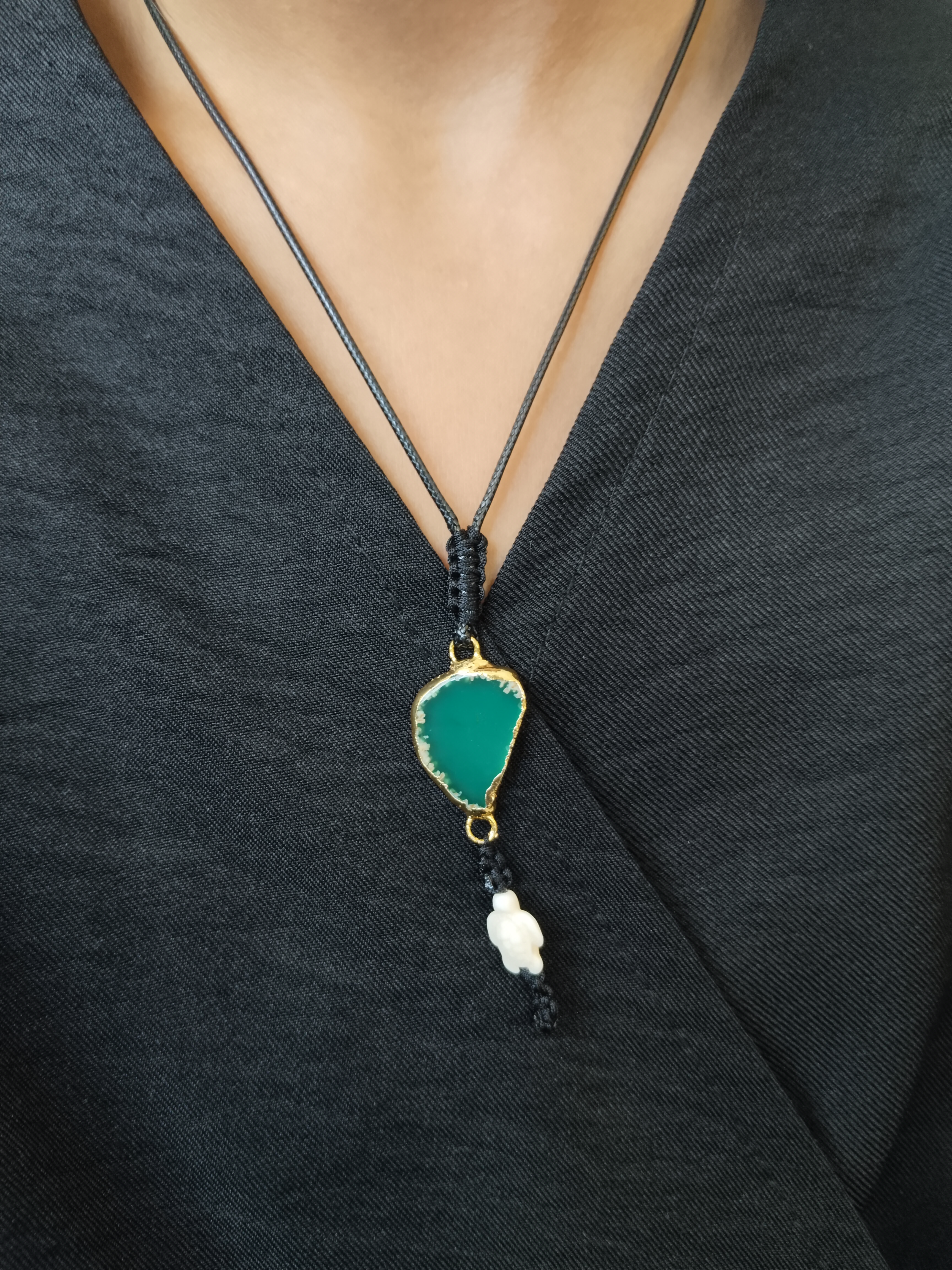 YEŞİL Doğal Akik Taşlı Kolye & Bileklik Kombini – El Yapımı Zarif Takım