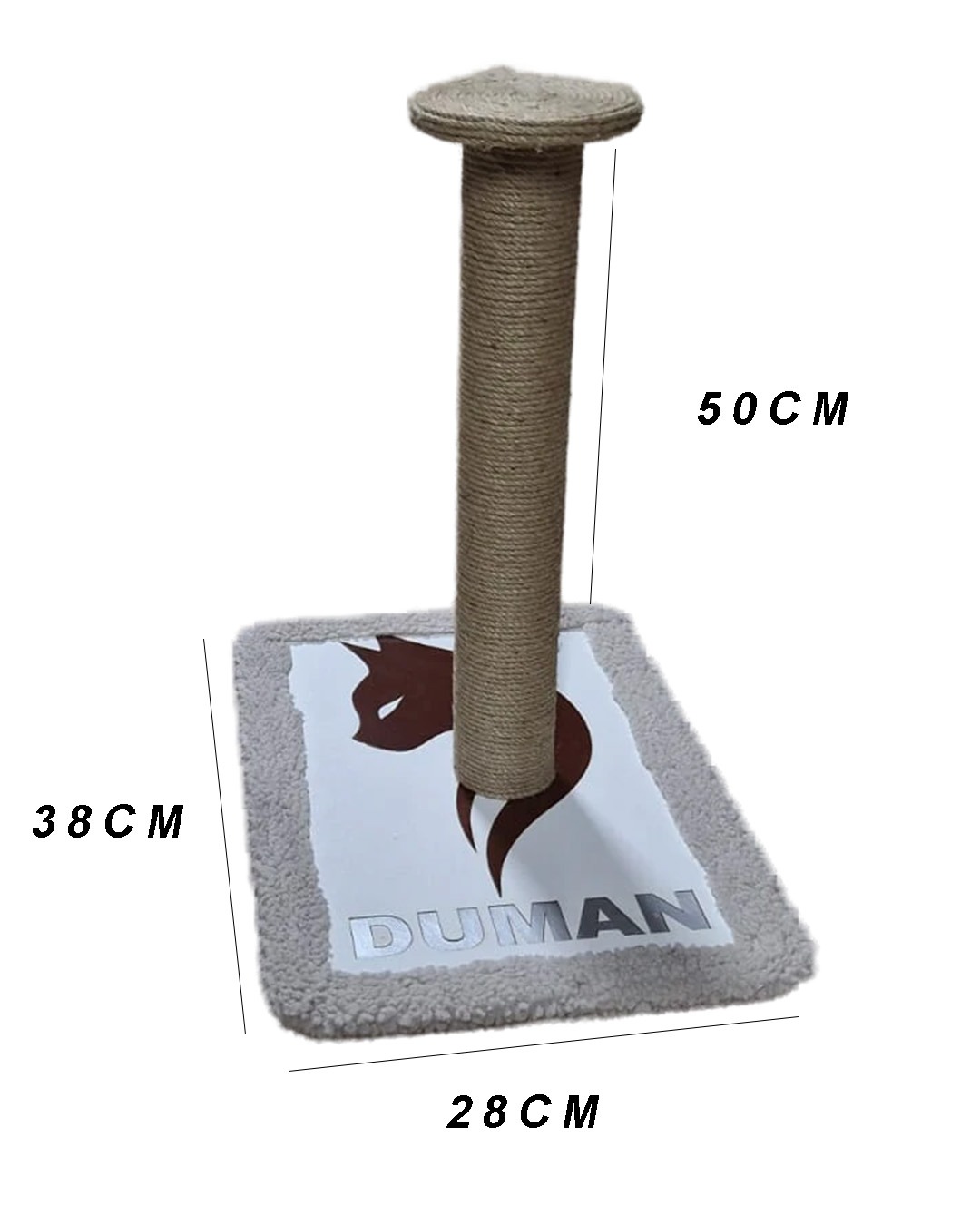 Duman Serisi – Peluş Tabanlı Doğal Jüt Halatlı Kedi Tırmalama Direği – 50 cm