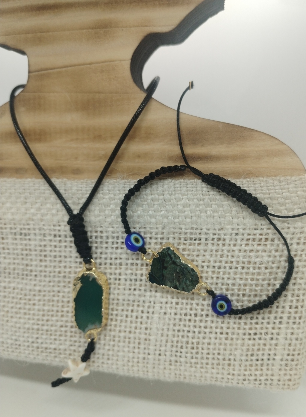 Doğal Akik Taşlı Kolye & Bileklik Kombini – El Yapımı Zarif Takım