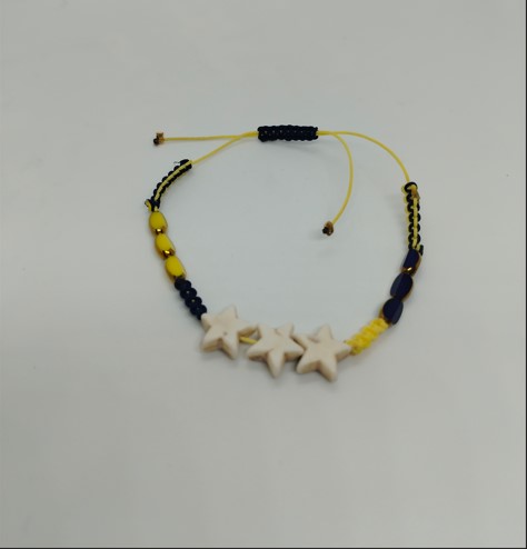Sarı Lacivert Boncuk Bileklik – El Yapımı