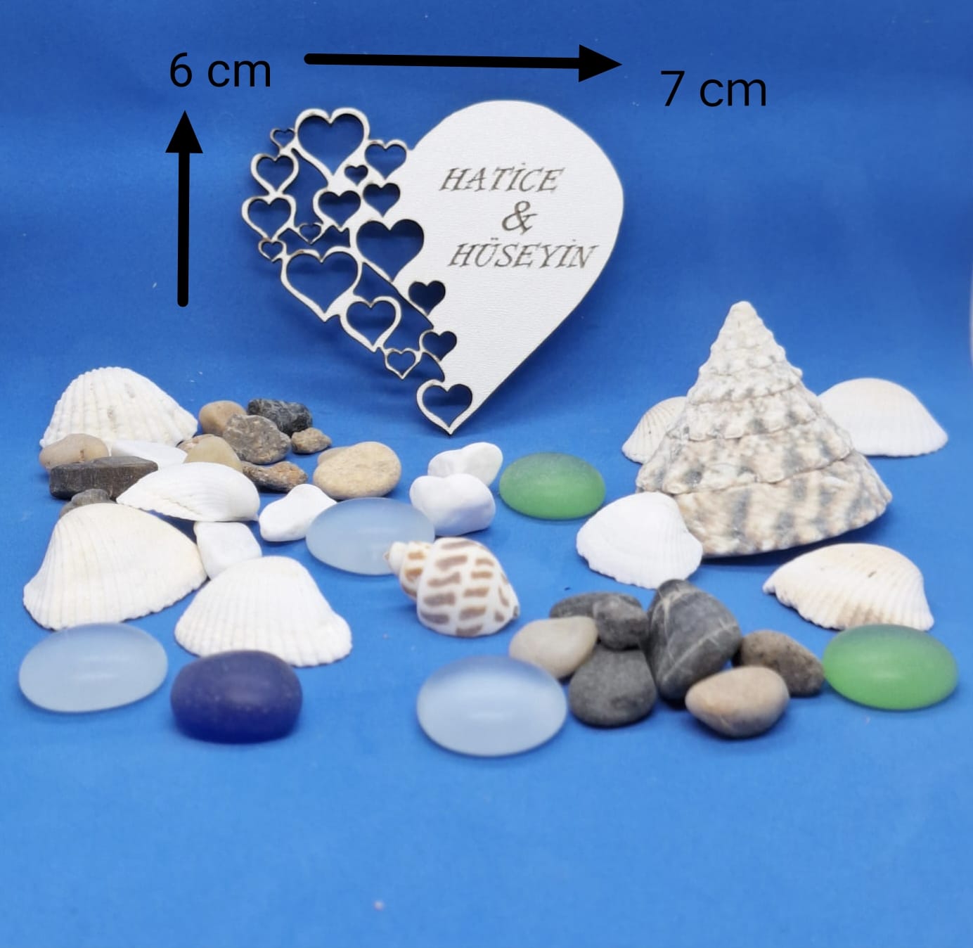 Kalp Tasarımlı Ahşap Nikah & Nişan Hediyeliği (7x6 cm)