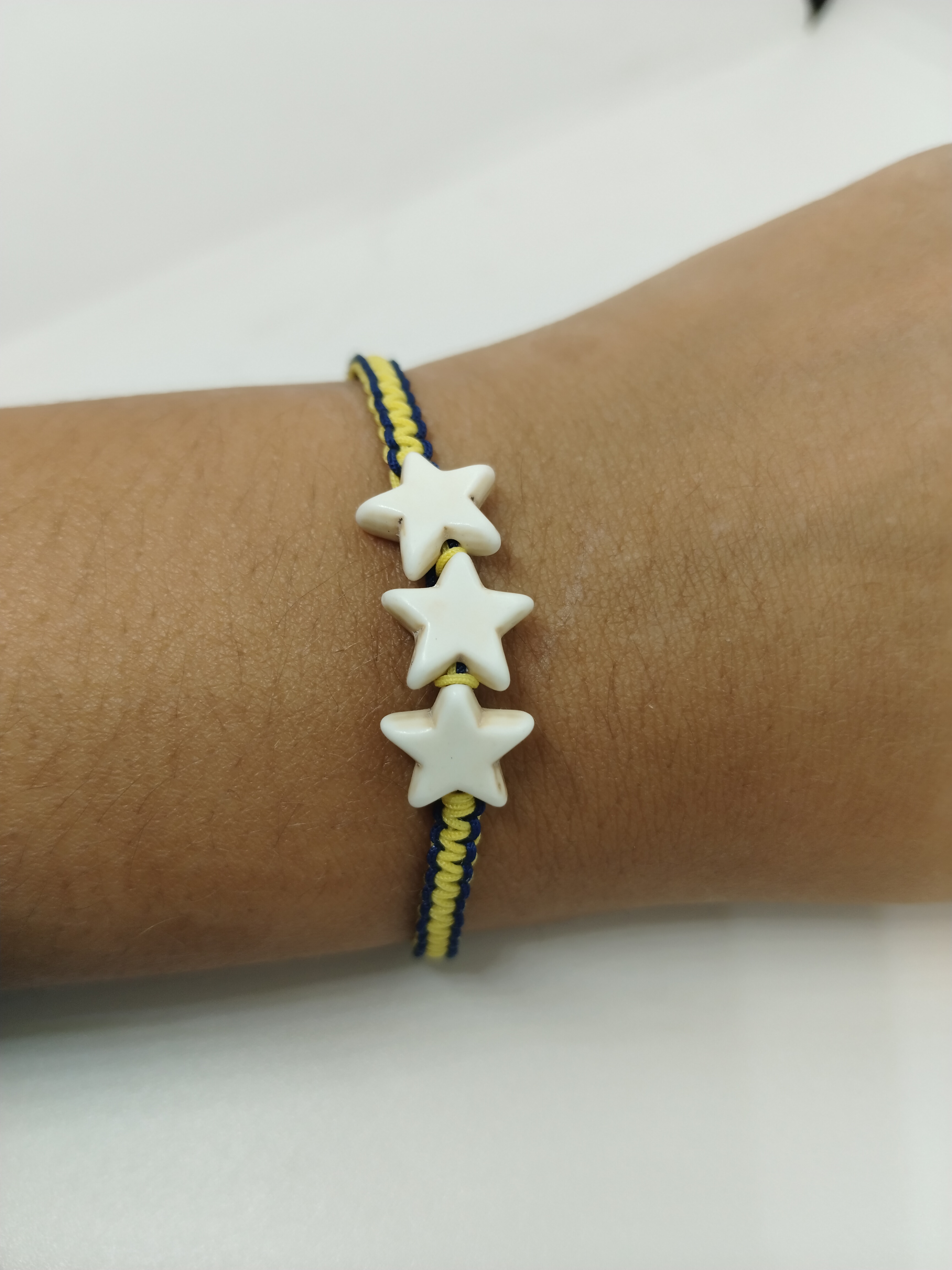 Sarı Lacivert Boncuk Bileklik – El Yapımı