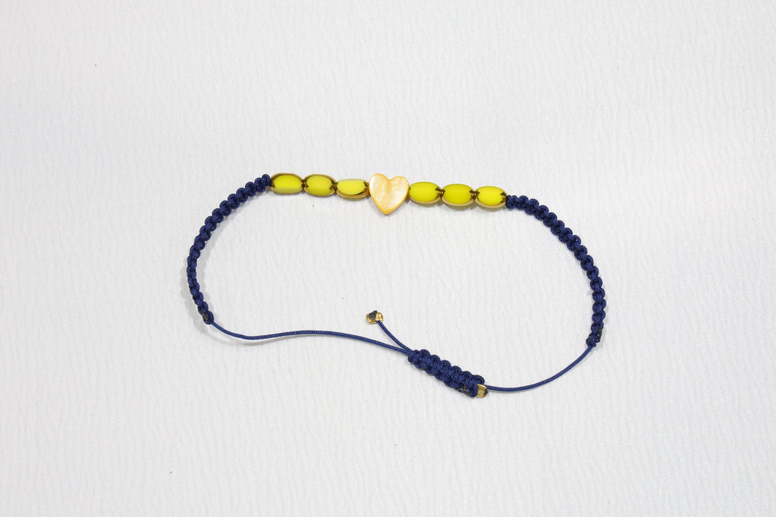 Sarı Lacivert Boncuk Bileklik – El Yapımı
