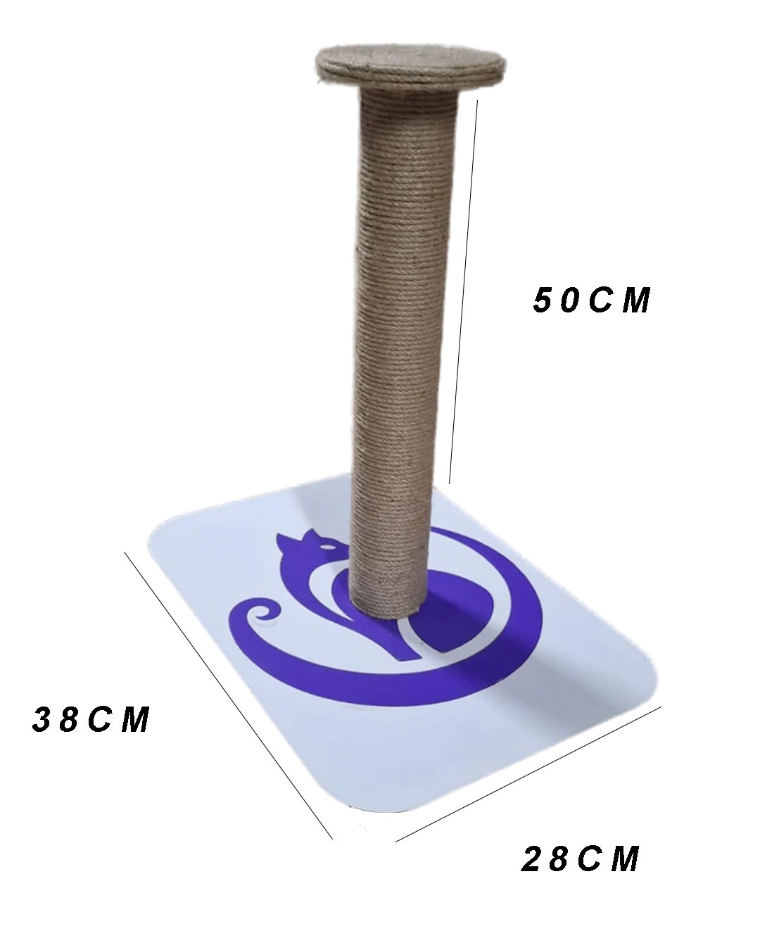 Mor Silüet Tasarımlı Doğal Jüt Halatlı Kedi Tırmalama Direği – 50 cm