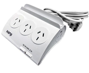 Alargue Estabilizador de Tensión Kanji 5 Entradas 2USB Zapatilla Tomacorriente