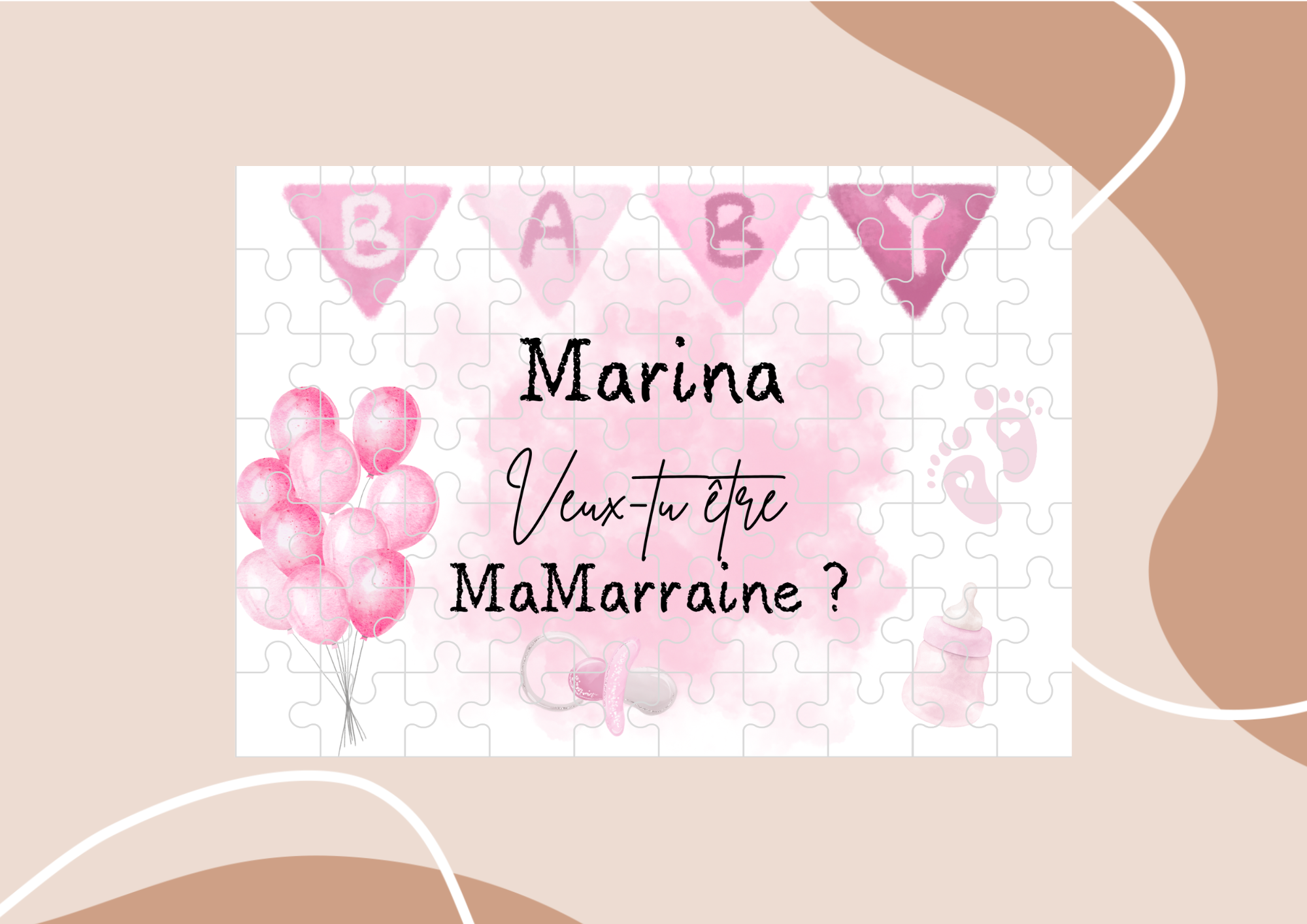 Puzzle annonce marraine personnalisable