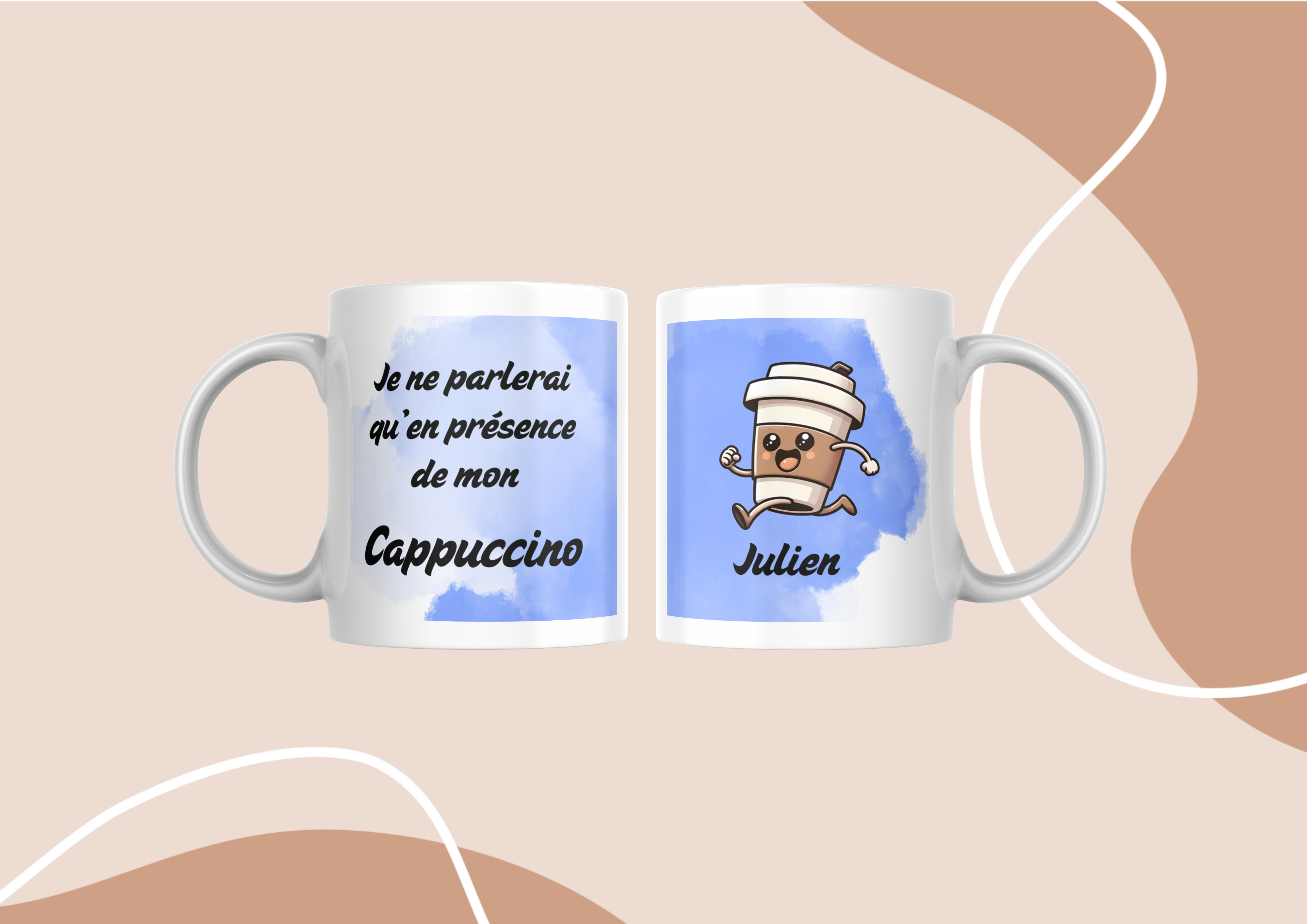 Mug café / café au lait / cappuccino + prénom