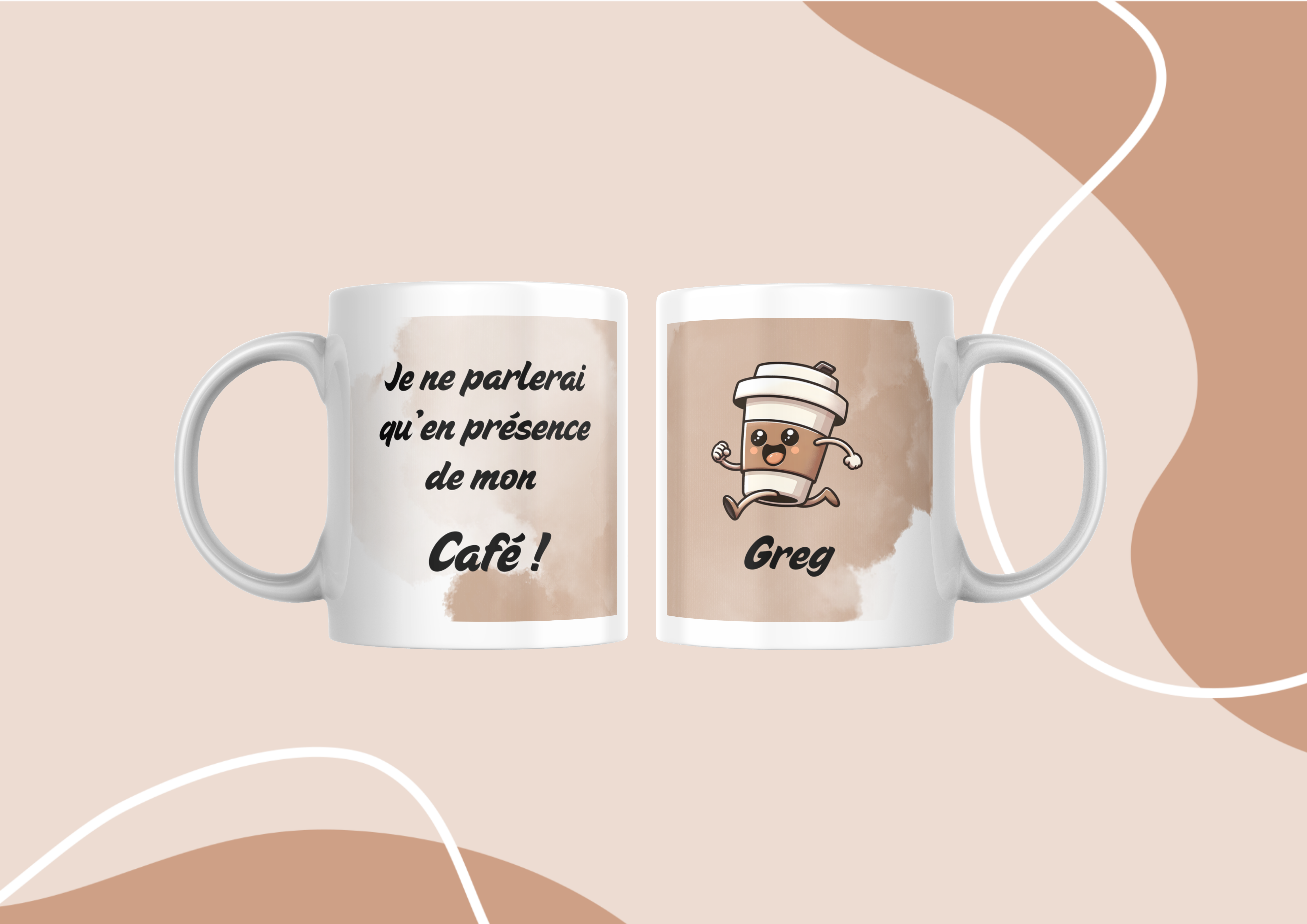 Mug café / café au lait / cappuccino + prénom