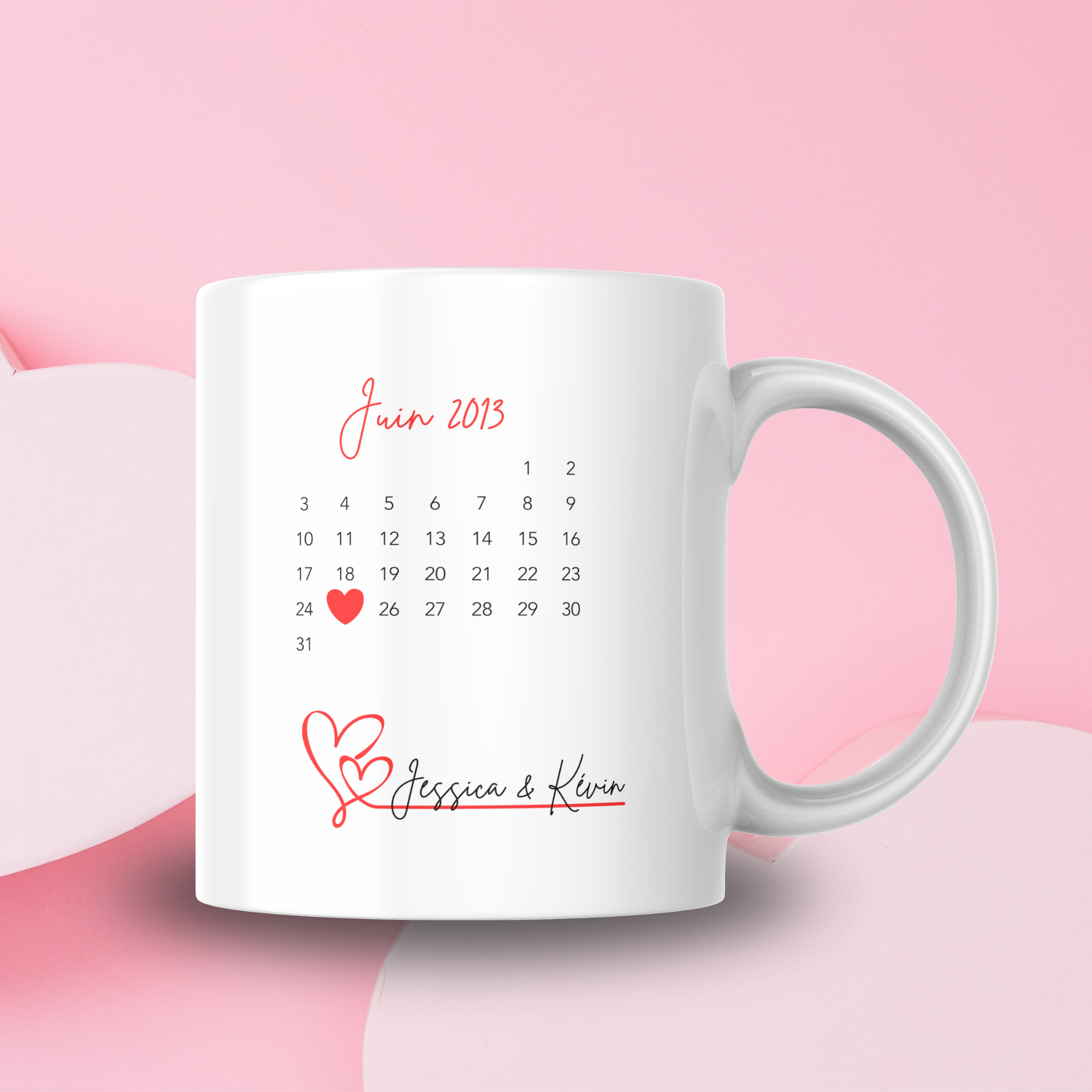 Tasse amour calendrier personnalisable