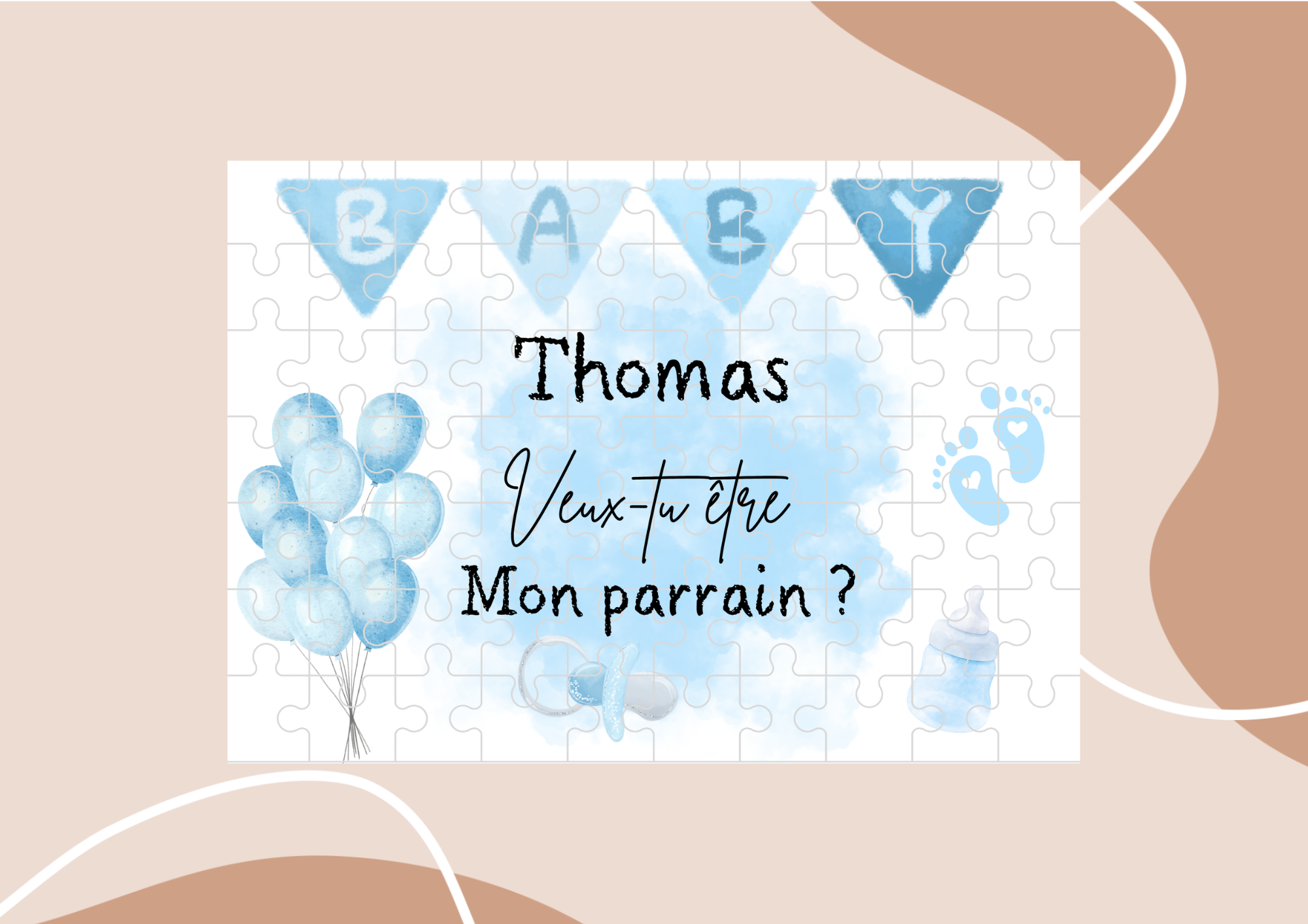 Puzzle annonce parrain personnalisable 