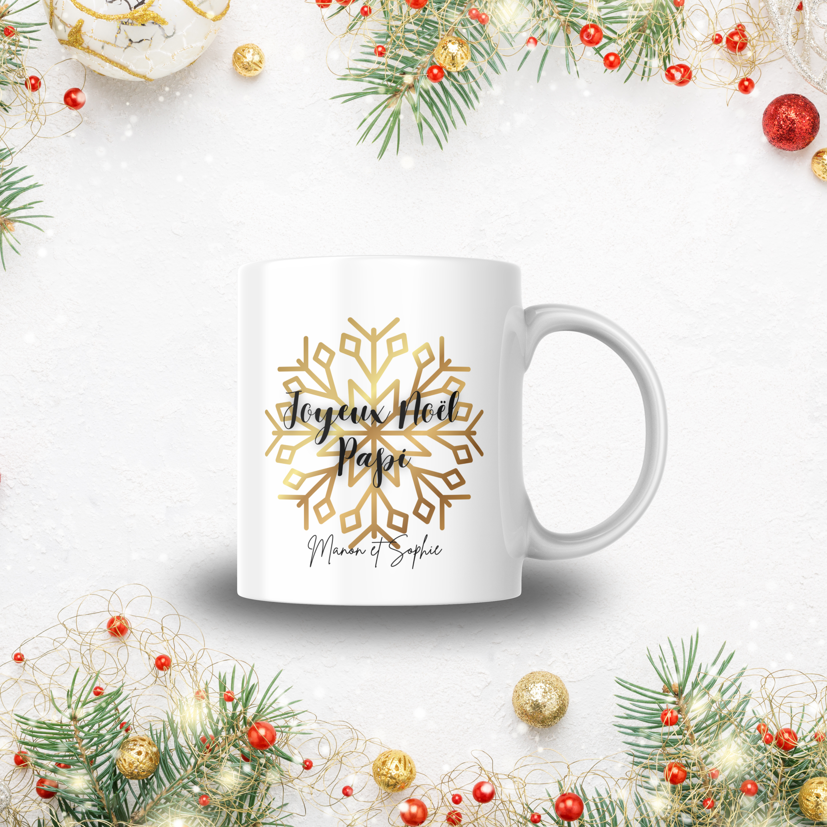 Mug de Noël "flocon doré"
