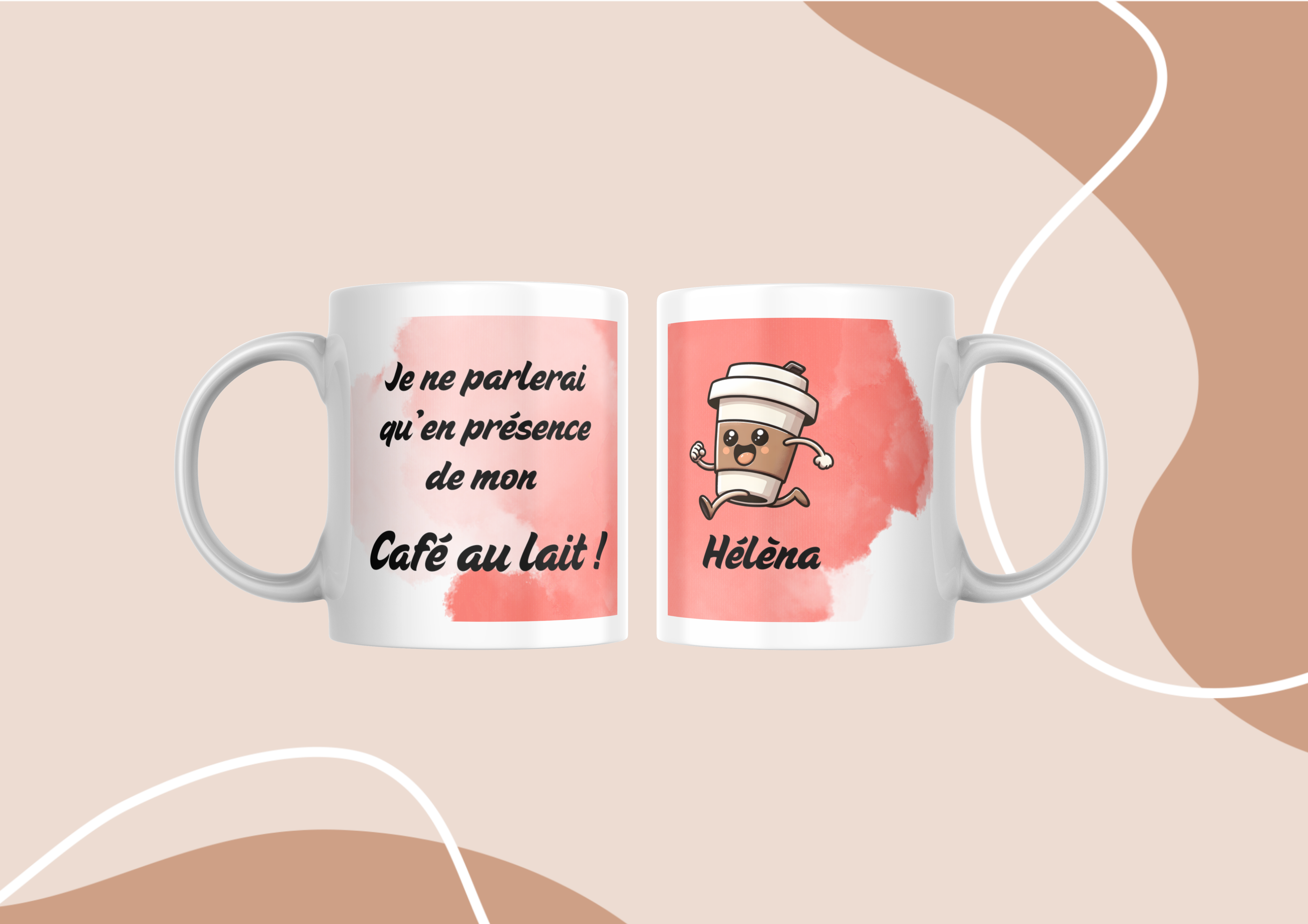 Mug café / café au lait / cappuccino + prénom